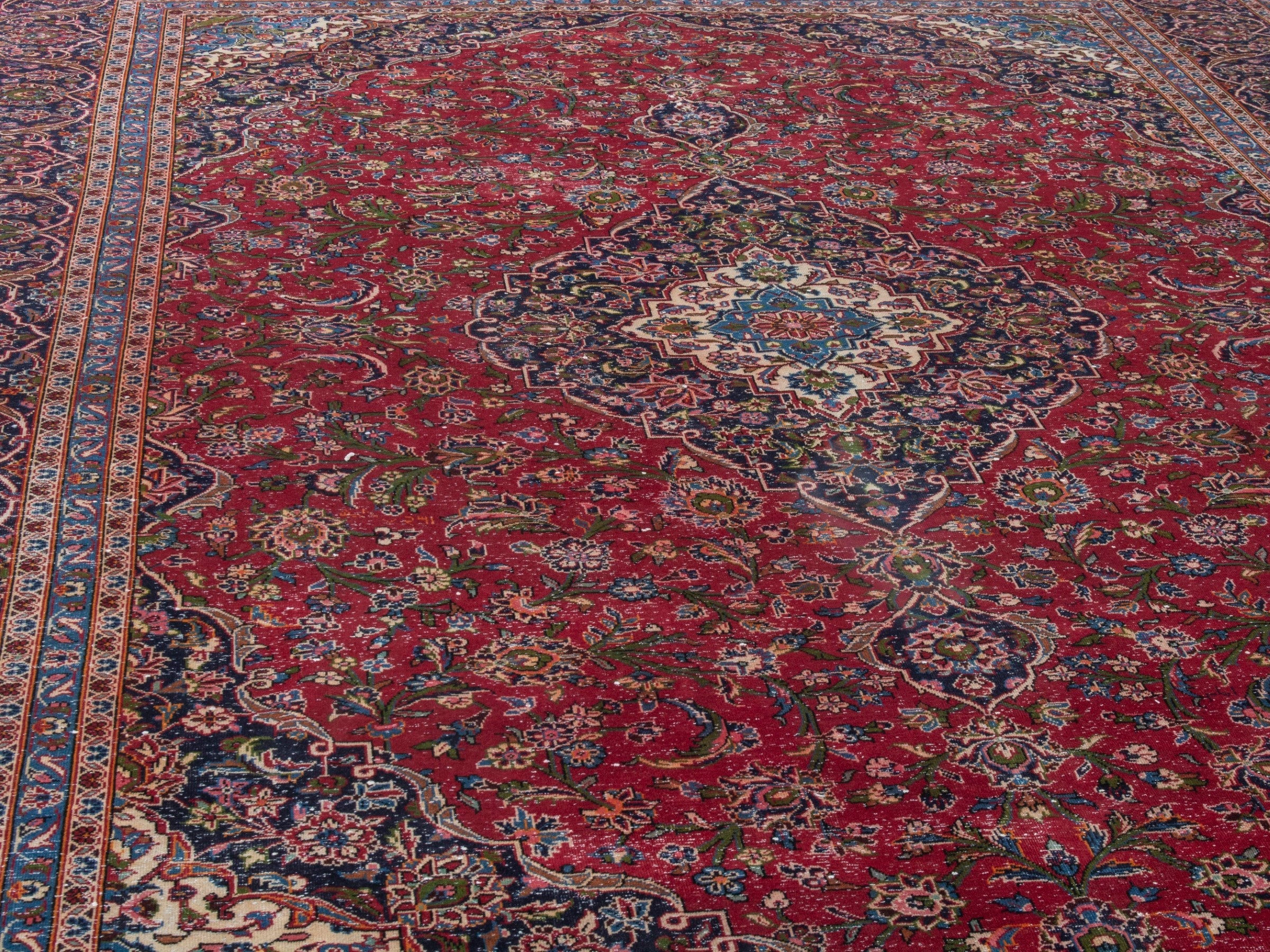 Persian Kashan oversized rug in deep red and burgundy, view 7 of 26