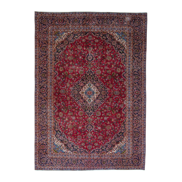 Persian Kashan oversized rug in deep red and burgundy, 9'4" x 13'3"