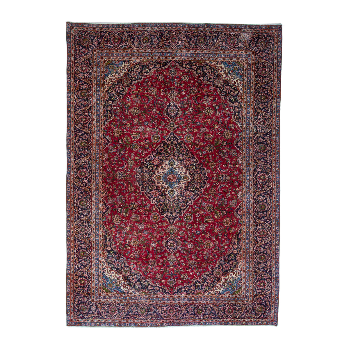 Persian Kashan oversized rug in deep red and burgundy, 9'4" x 13'3"