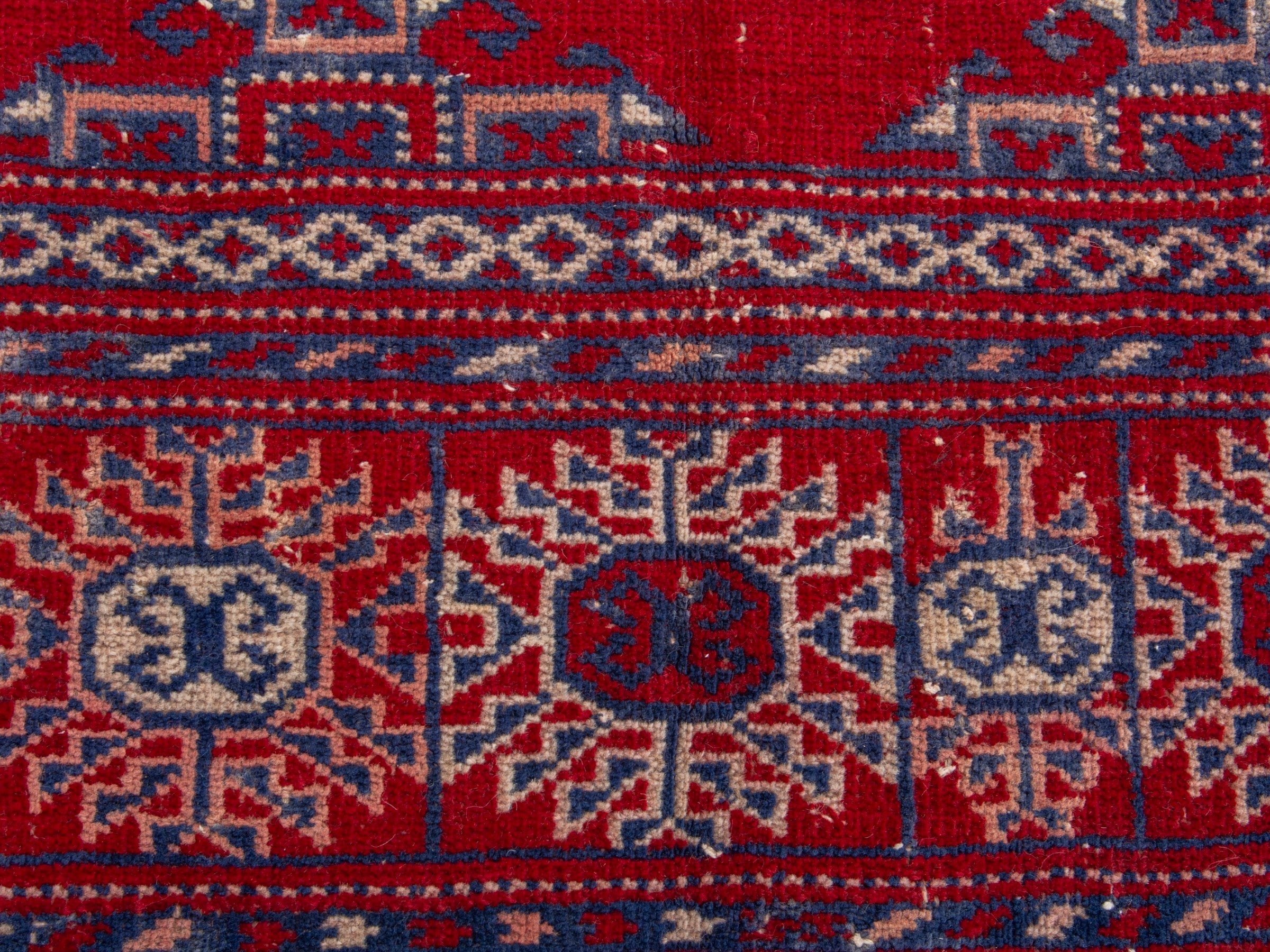 Persian Torkaman area rug in burgundy and deep red, view 12 of 19