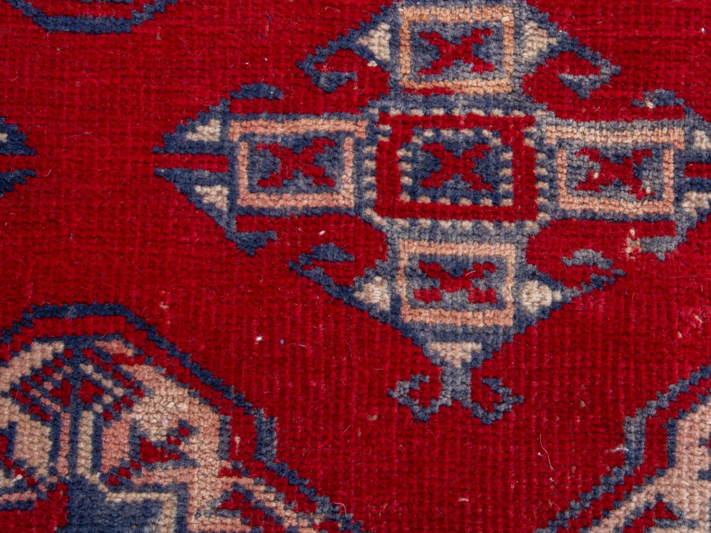 Persian Torkaman area rug in burgundy and deep red, view 13 of 19