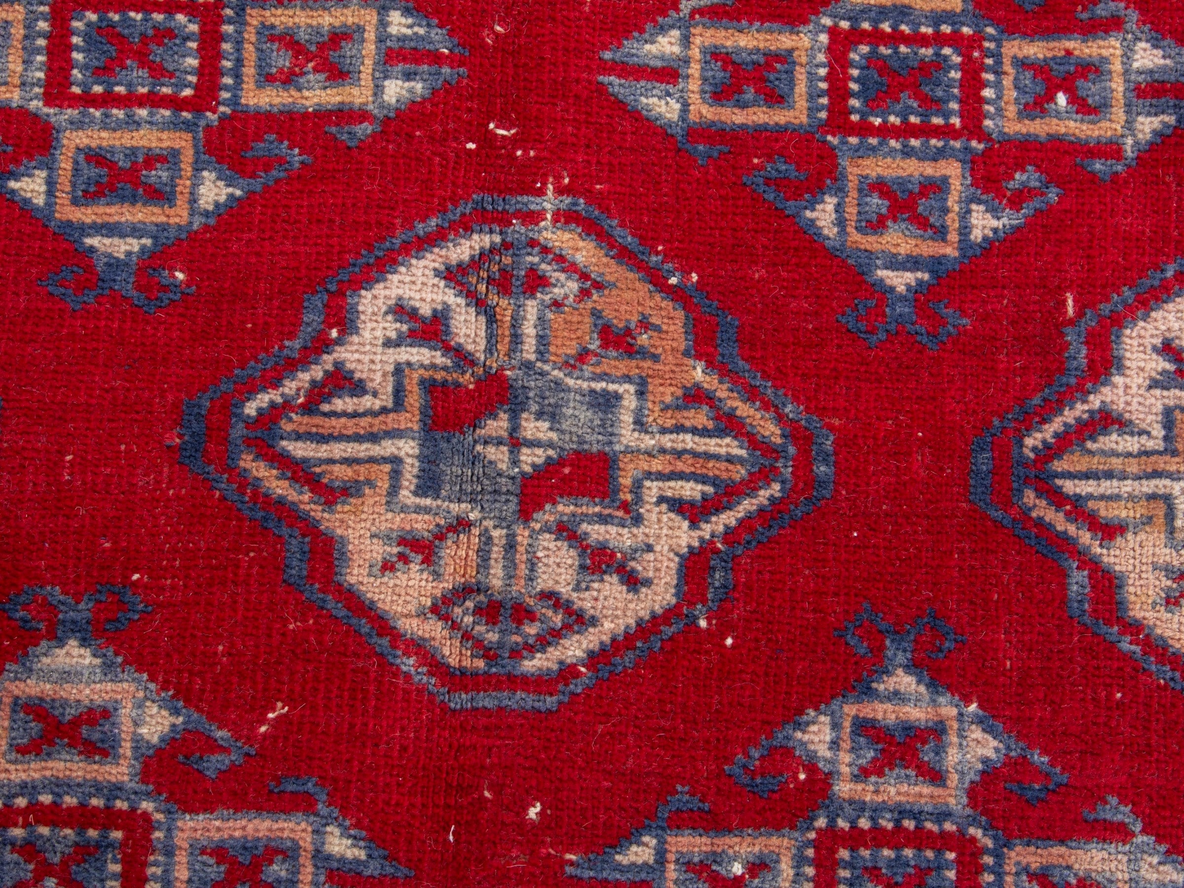 Persian Torkaman area rug in burgundy and deep red, view 14 of 19