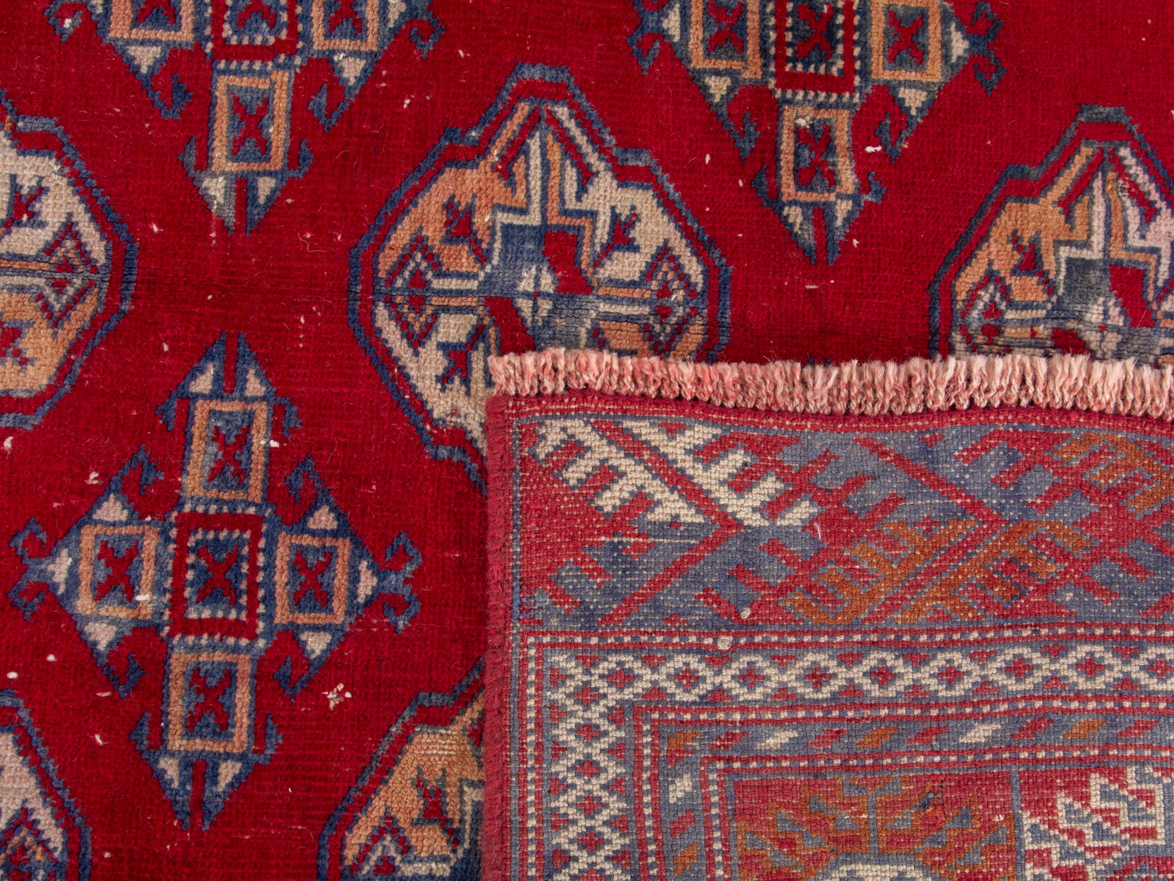 Persian Torkaman area rug in burgundy and deep red, view 19 of 19