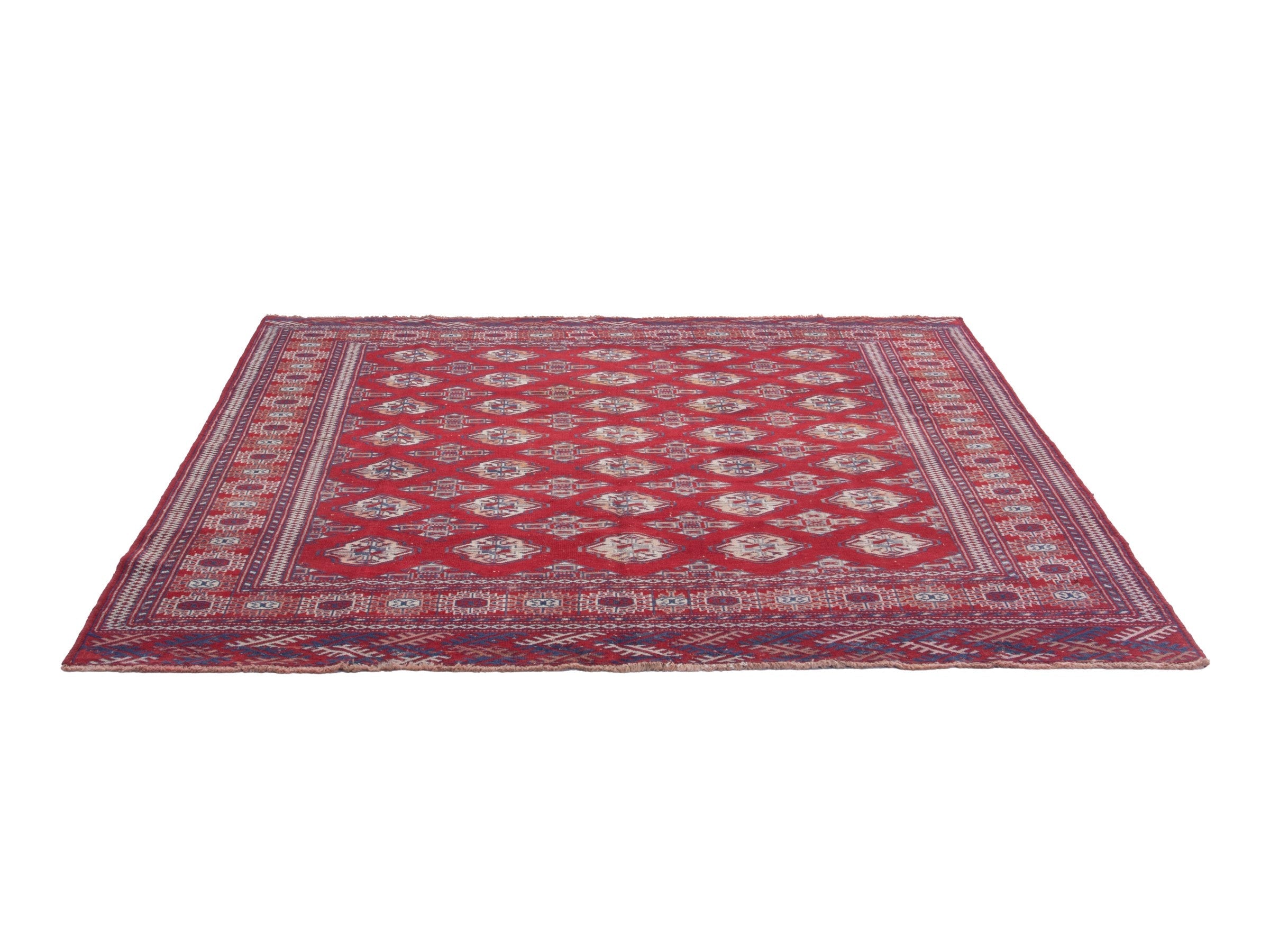 Persian Torkaman area rug in burgundy and deep red, view 3 of 19