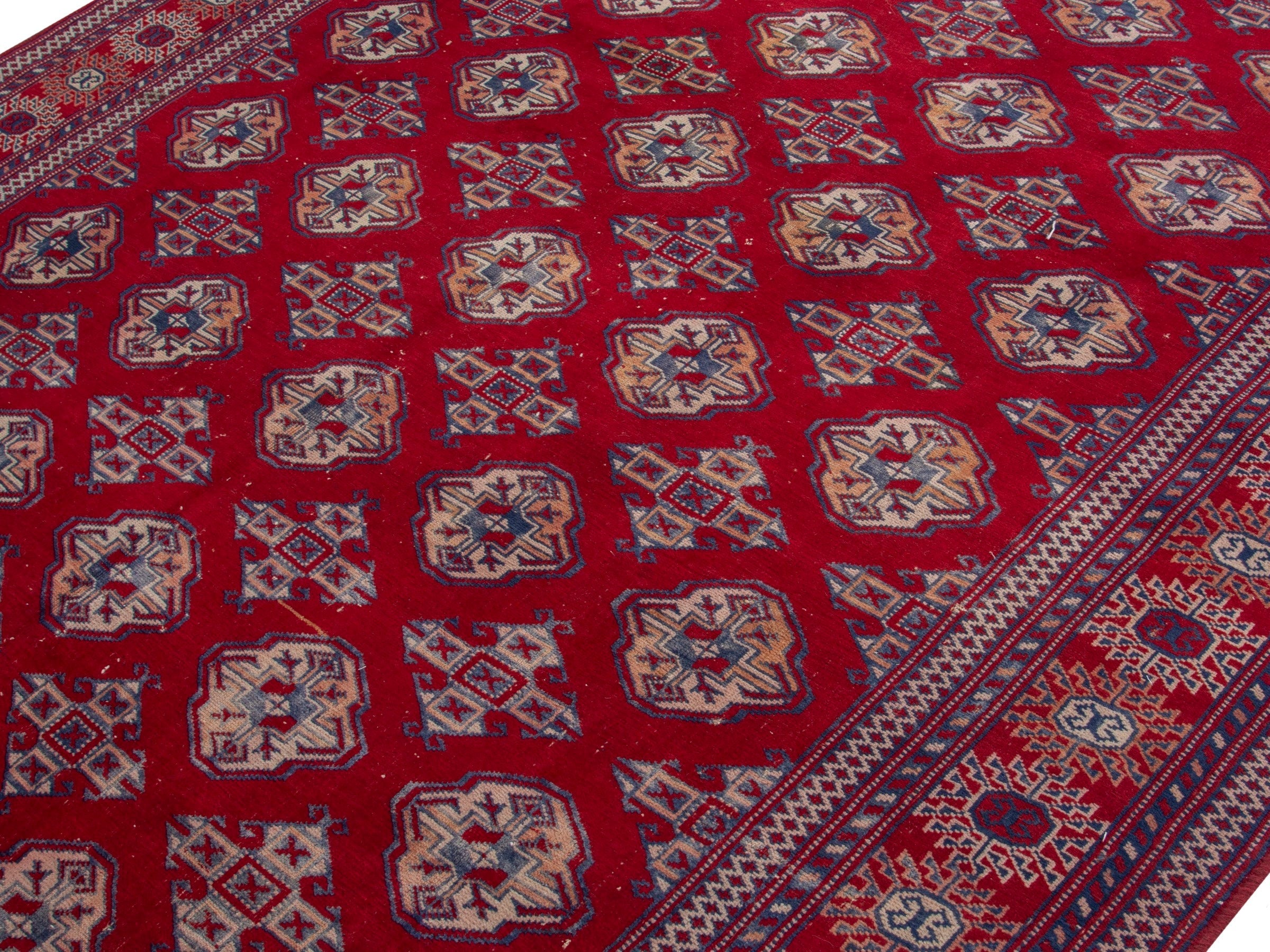 Persian Torkaman area rug in burgundy and deep red, view 4 of 19