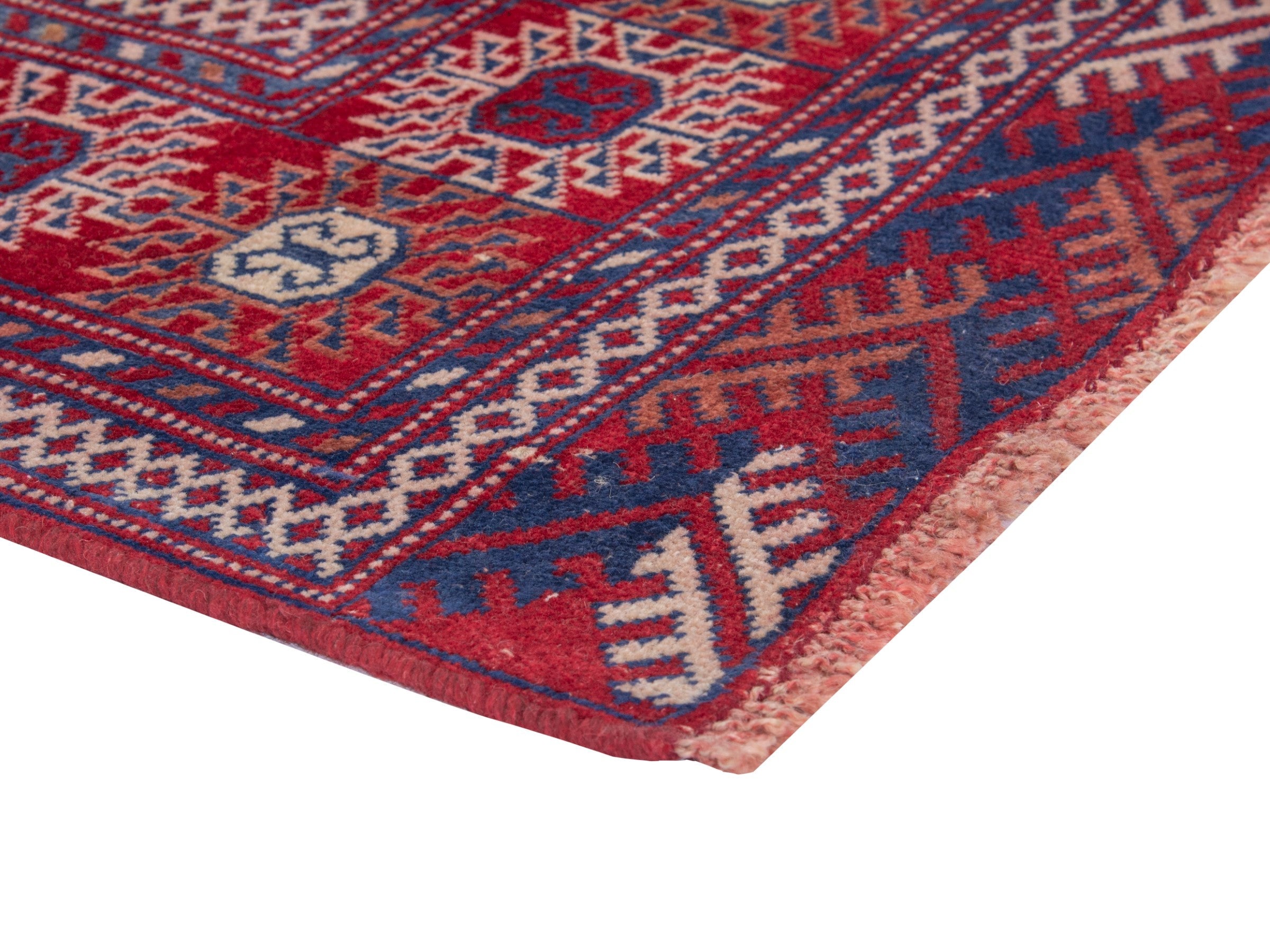 Persian Torkaman area rug in burgundy and deep red, view 5 of 19