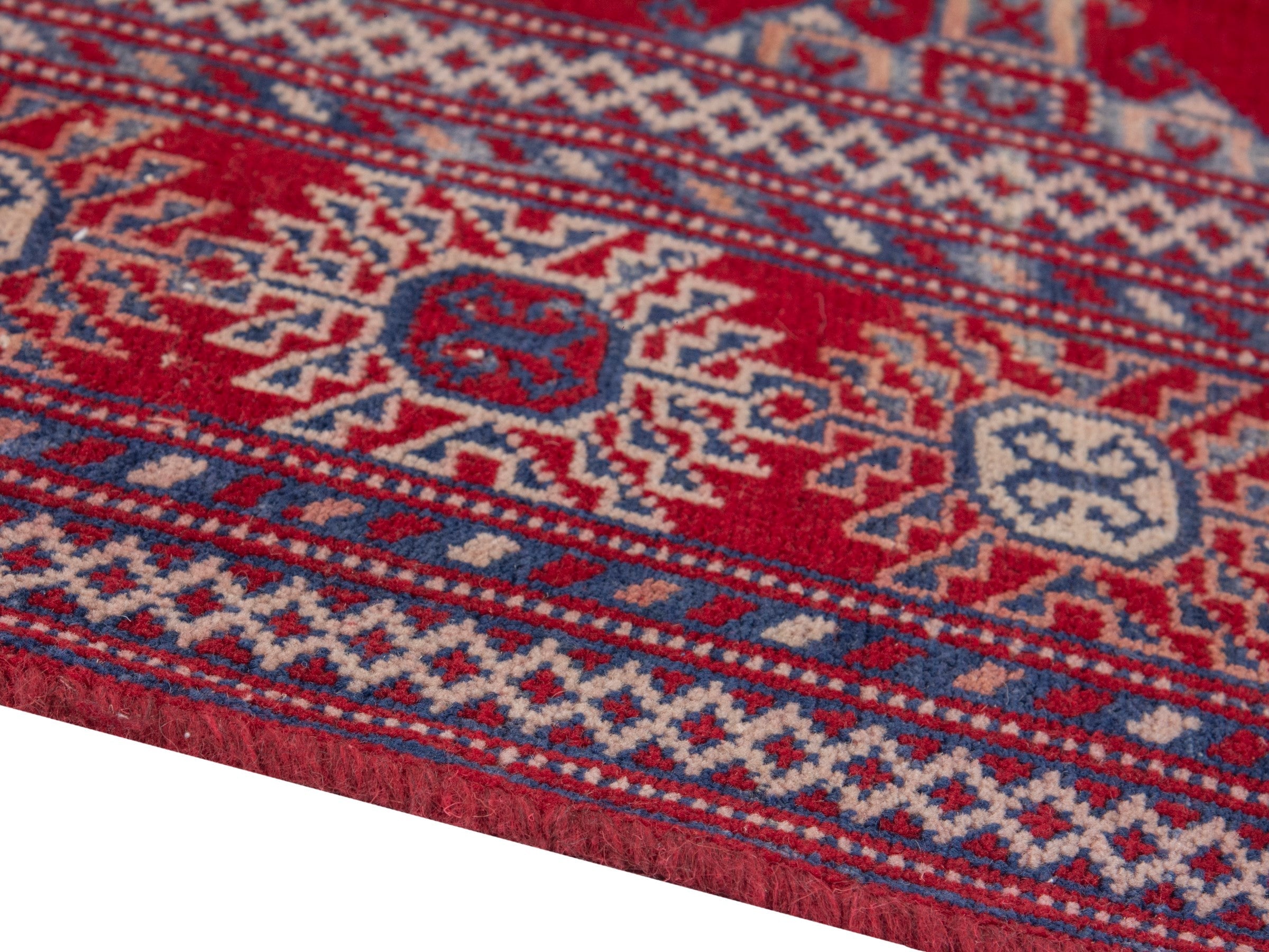 Persian Torkaman area rug in burgundy and deep red, view 6 of 19
