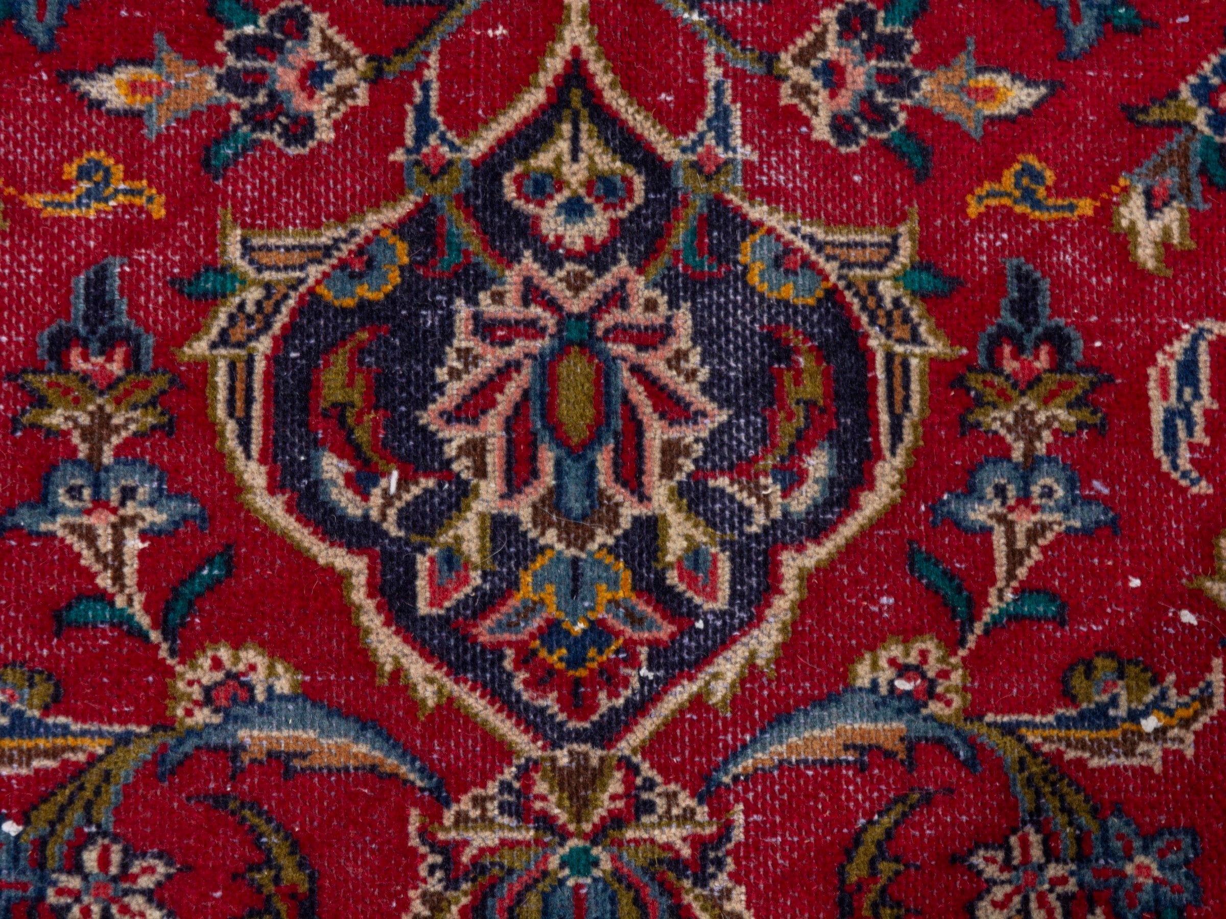 Persian Kashan oversized rug in deep red and aubergine, view 12 of 21