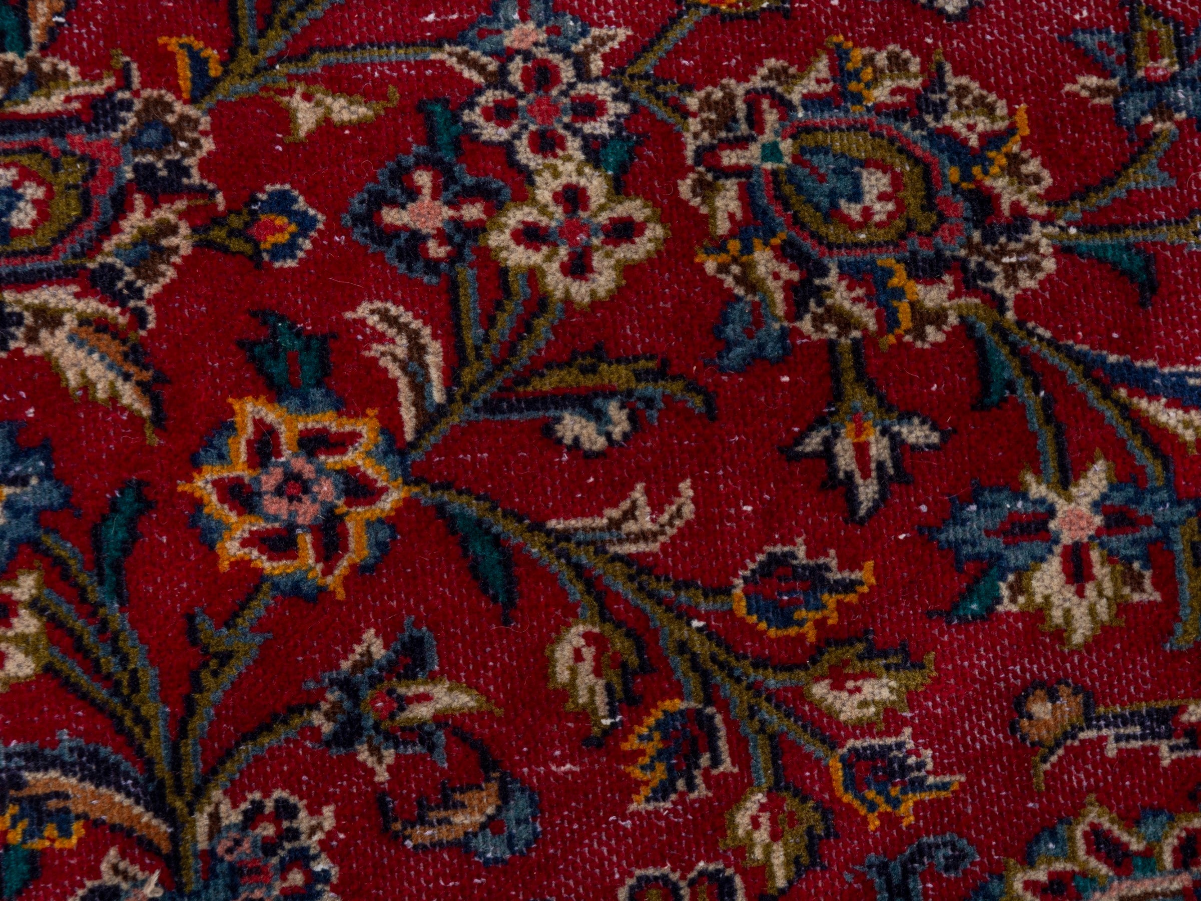 Persian Kashan oversized rug in deep red and aubergine, view 13 of 21