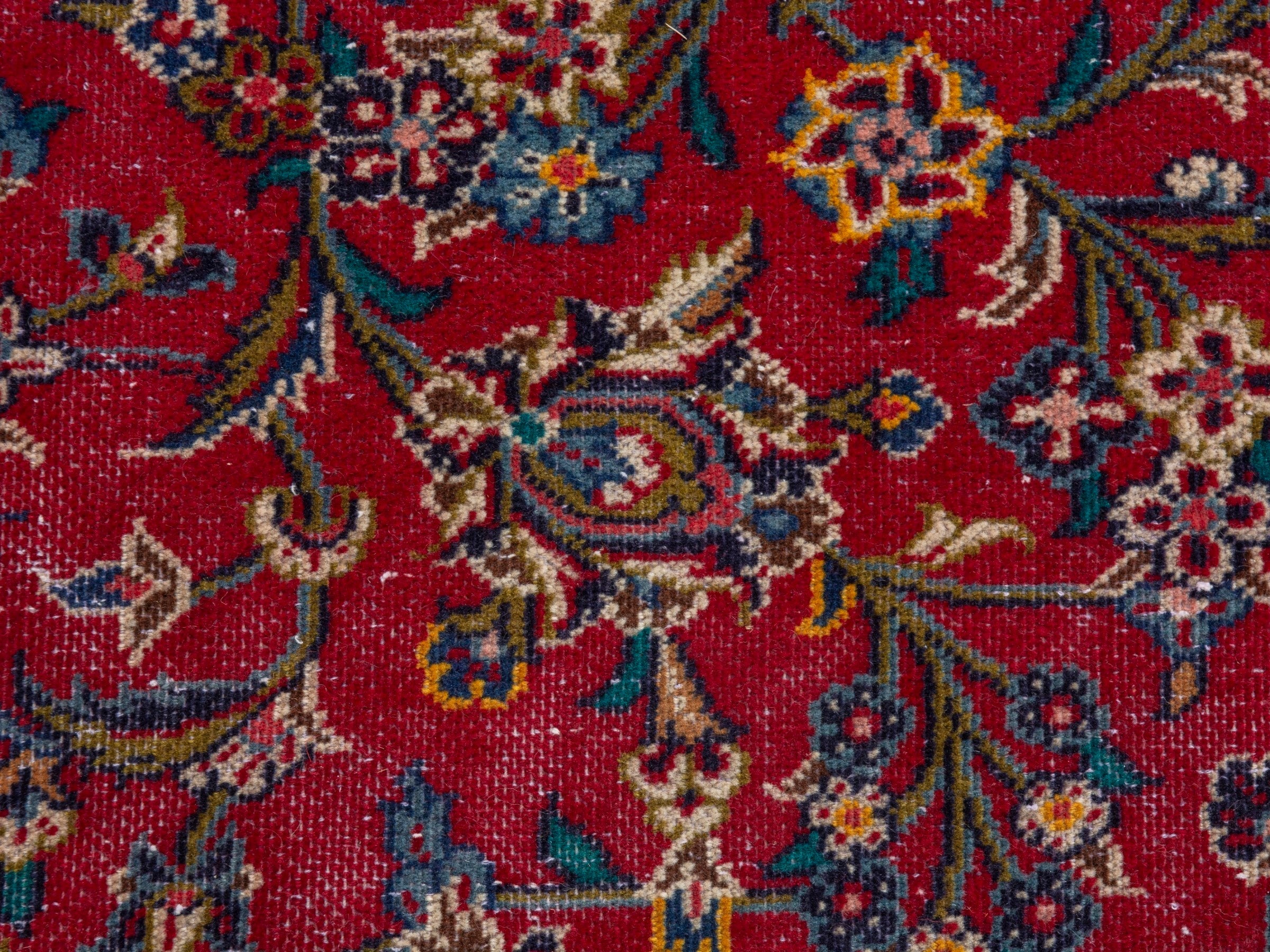 Persian Kashan oversized rug in deep red and aubergine, view 15 of 21