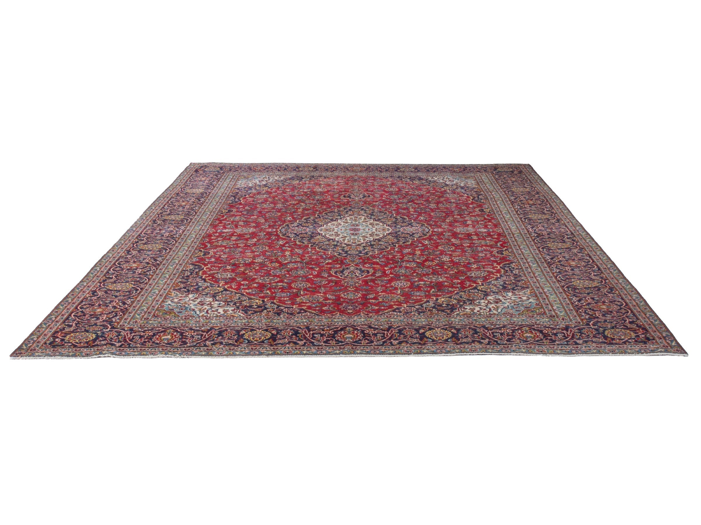 Persian Kashan oversized rug in deep red and aubergine, view 2 of 21
