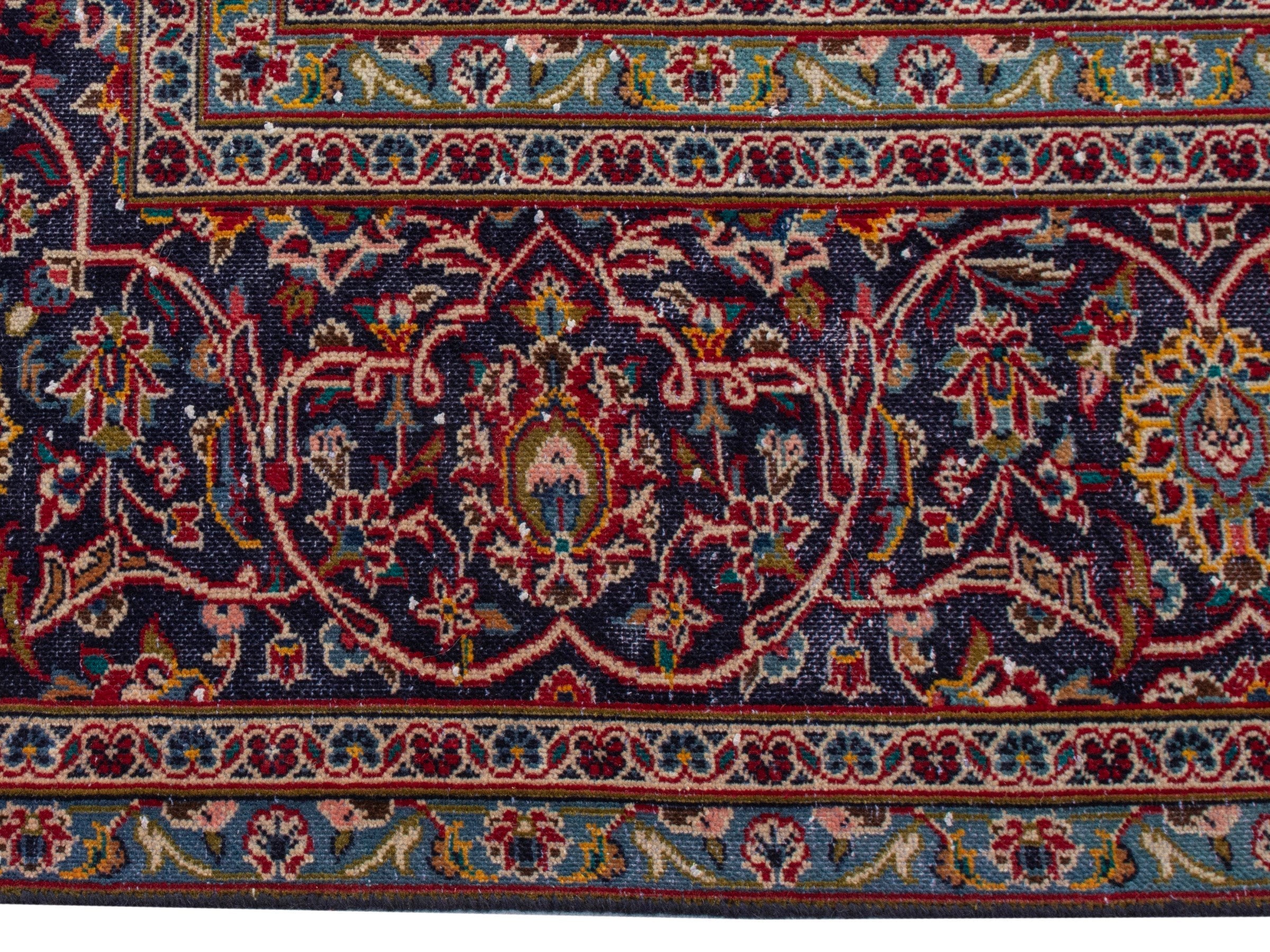Persian Kashan oversized rug in deep red and aubergine, view 10 of 21