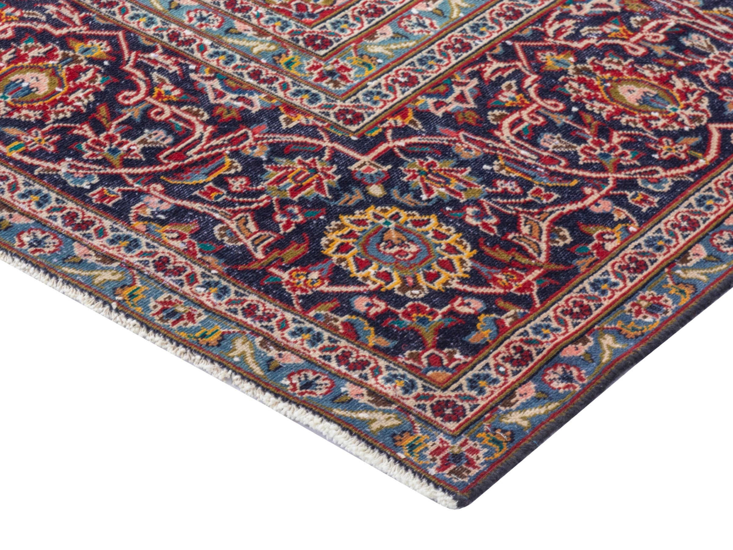 Persian Kashan oversized rug in deep red and aubergine, view 5 of 21