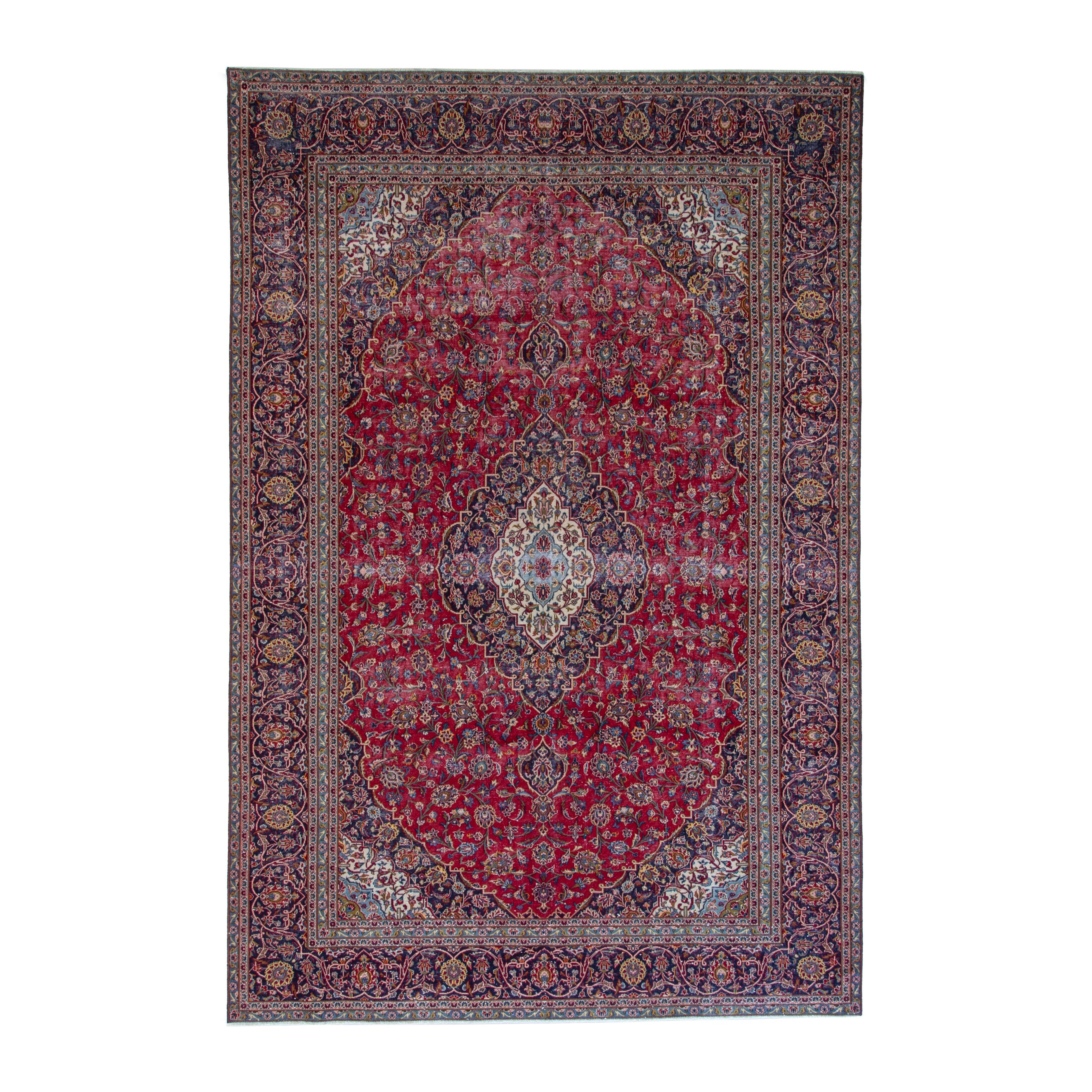 Persian Kashan oversized rug in deep red and aubergine, 9'10" x 13'3"