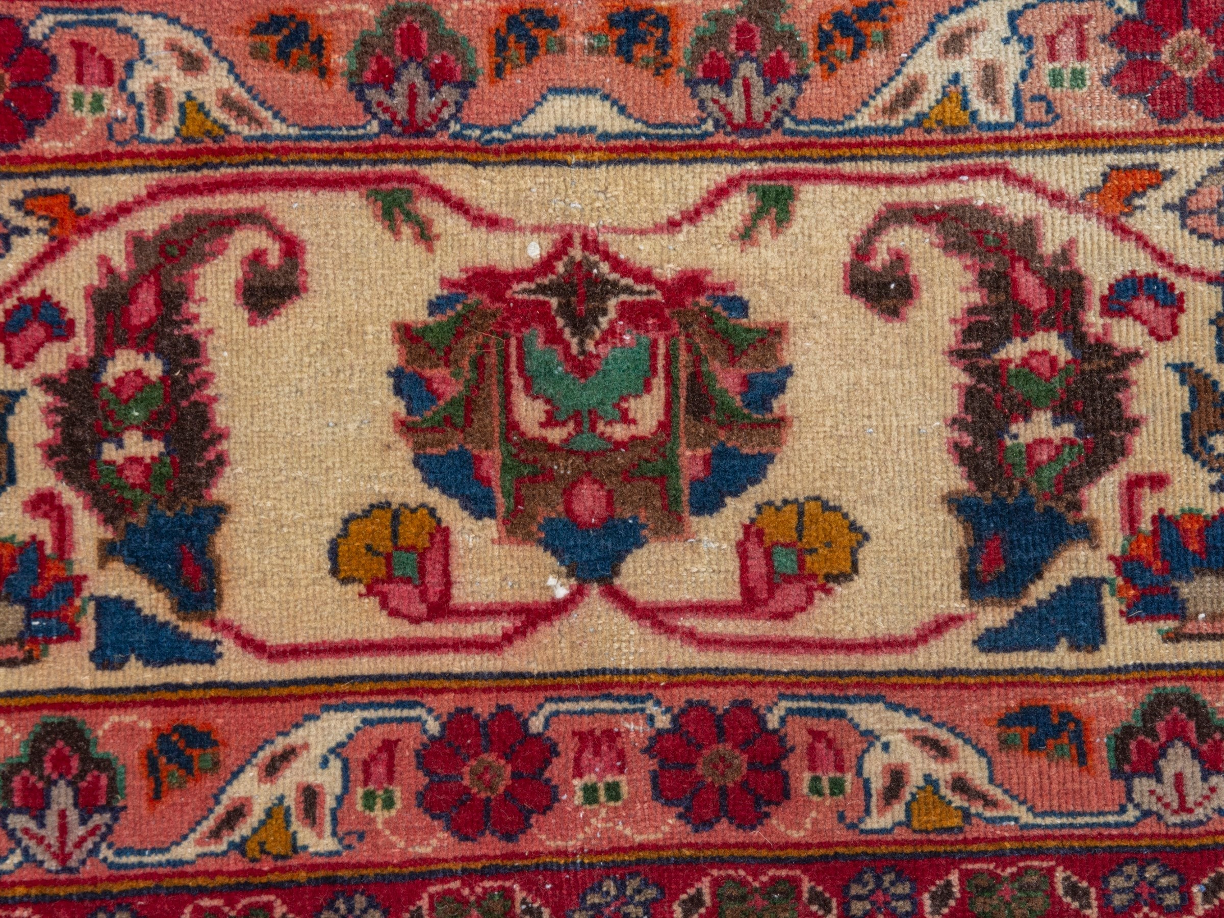 Persian Kashmar oversized rug in navy and rust, view 11 of 22