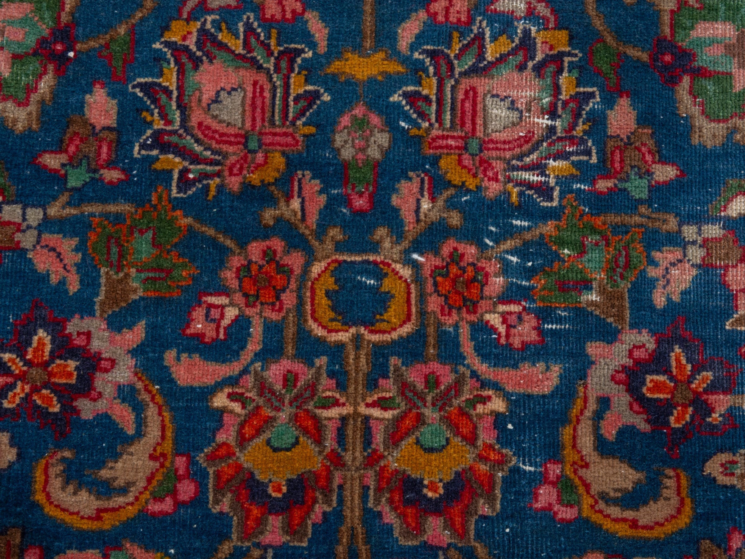 Persian Kashmar oversized rug in navy and rust, view 12 of 22
