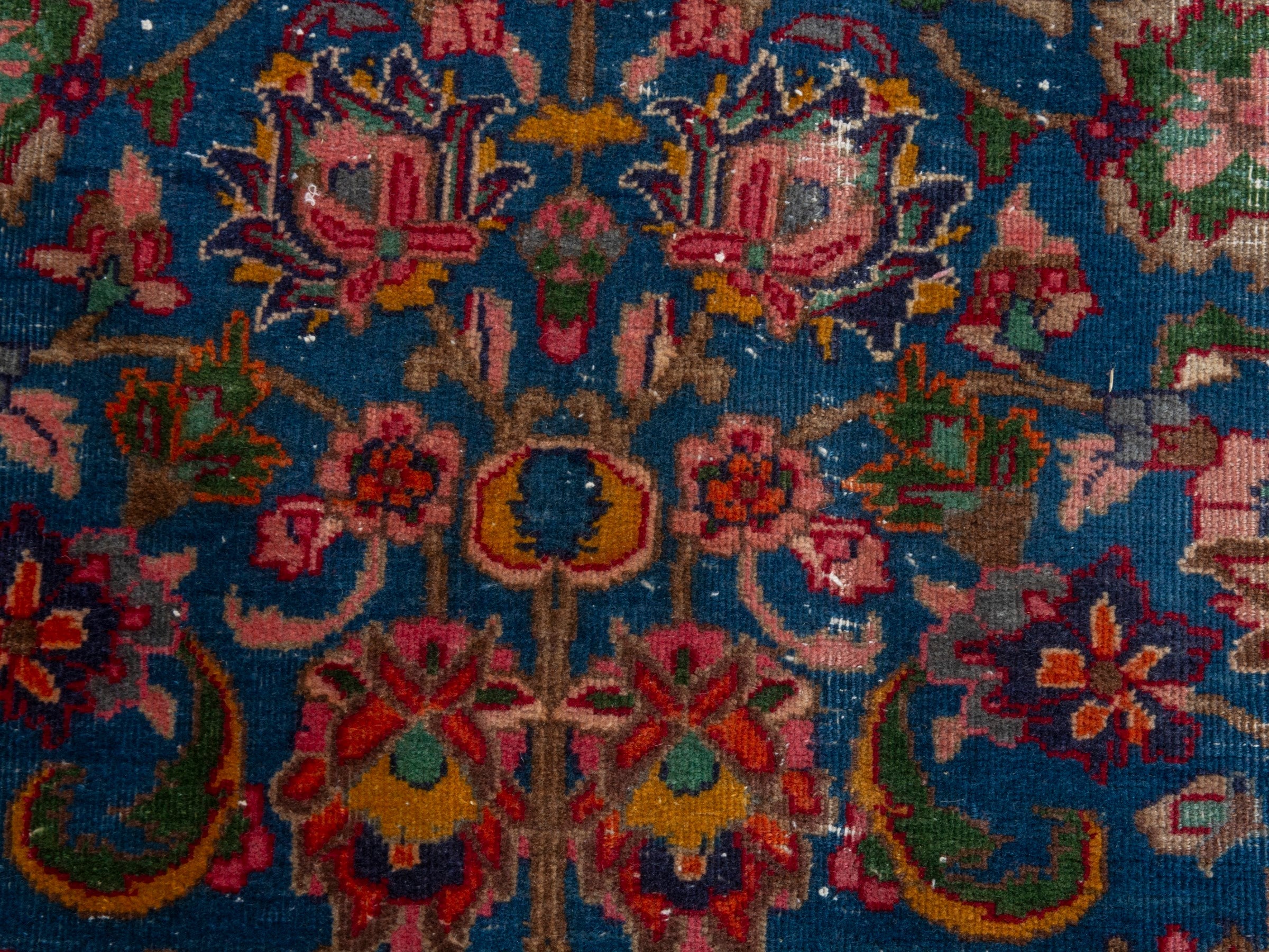 Persian Kashmar oversized rug in navy and rust, view 13 of 22