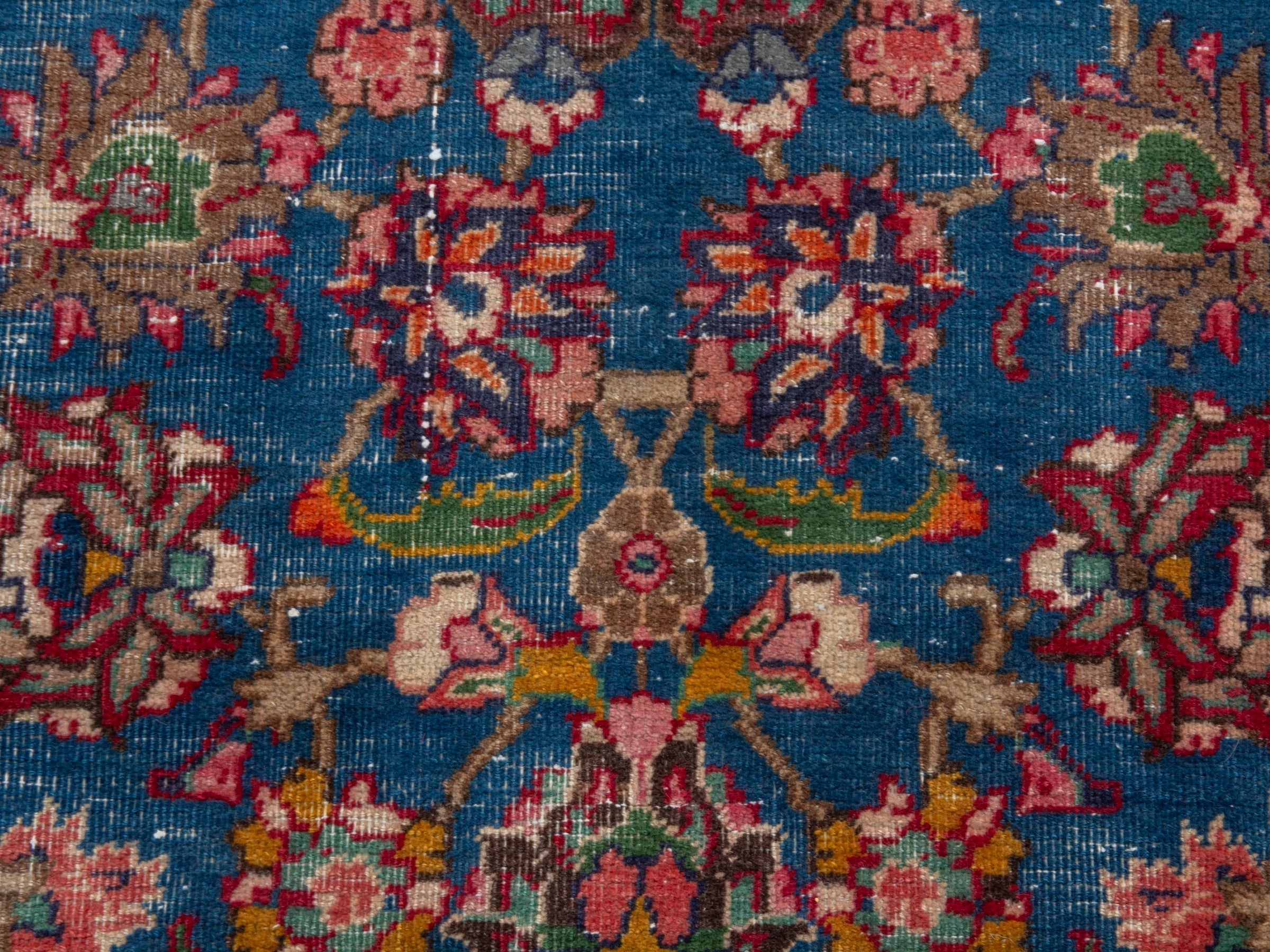 Persian Kashmar oversized rug in navy and rust, view 15 of 22