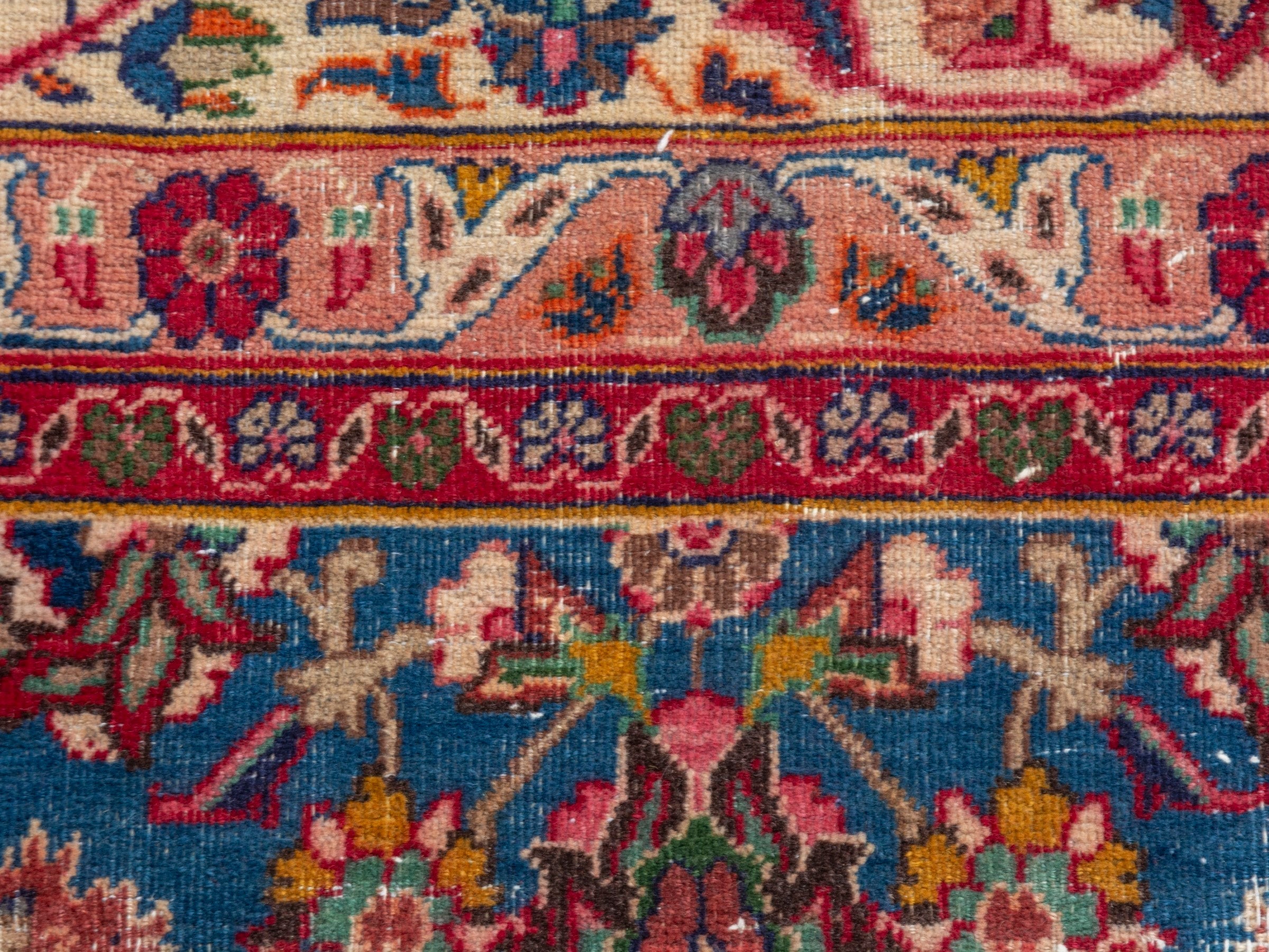 Persian Kashmar oversized rug in navy and rust, view 16 of 22