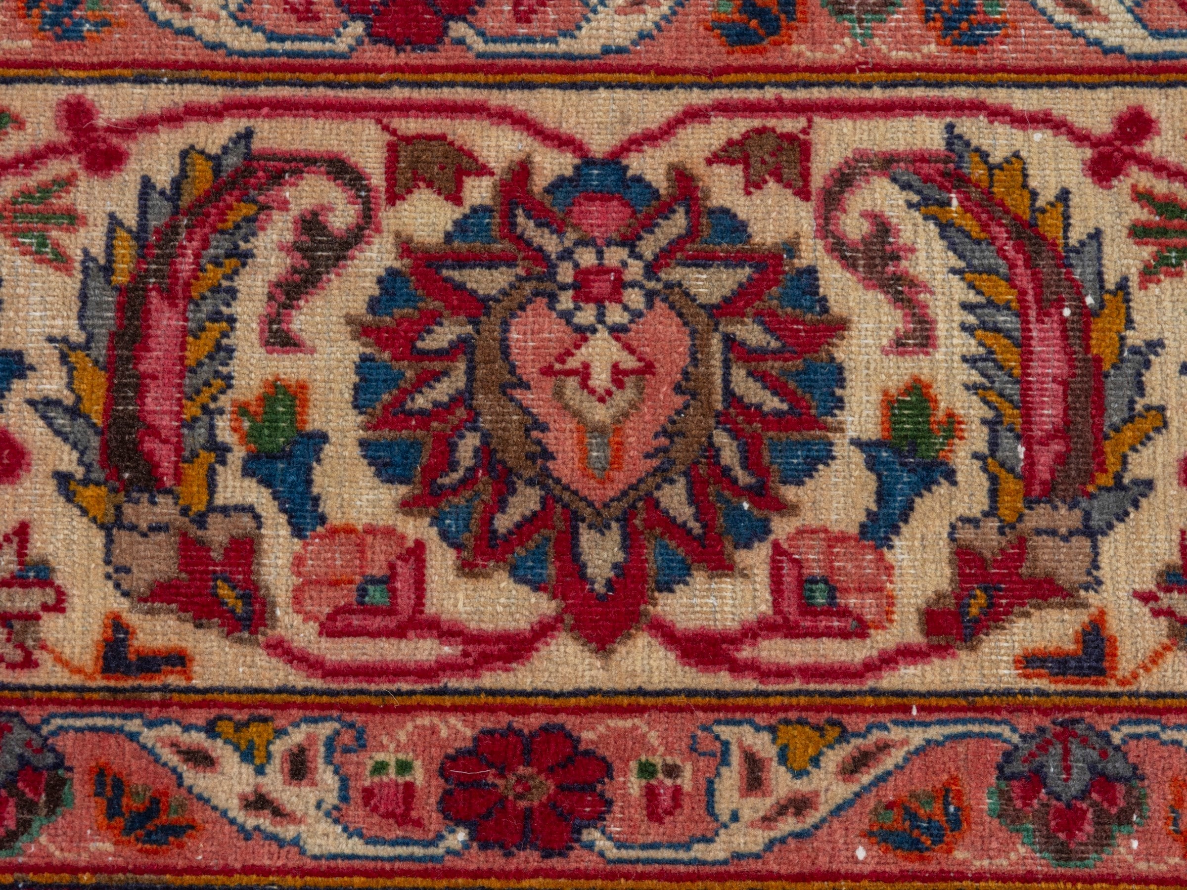 Persian Kashmar oversized rug in navy and rust, view 17 of 22