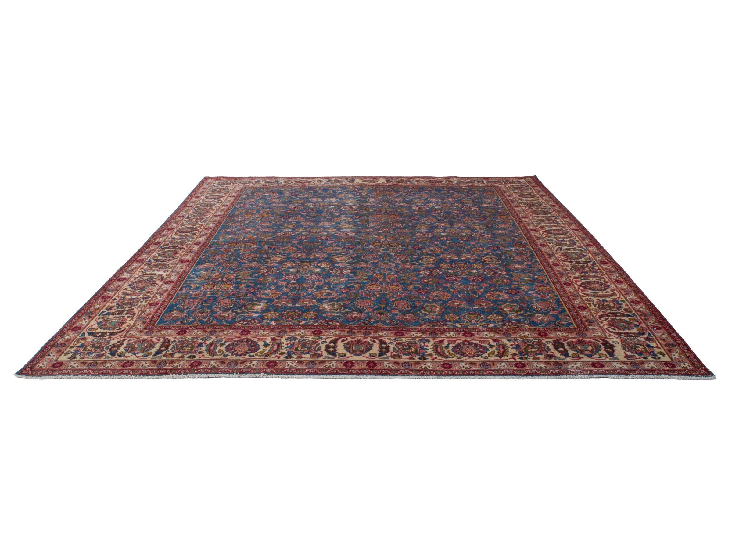 Persian Kashmar oversized rug in navy and rust, view 2 of 22
