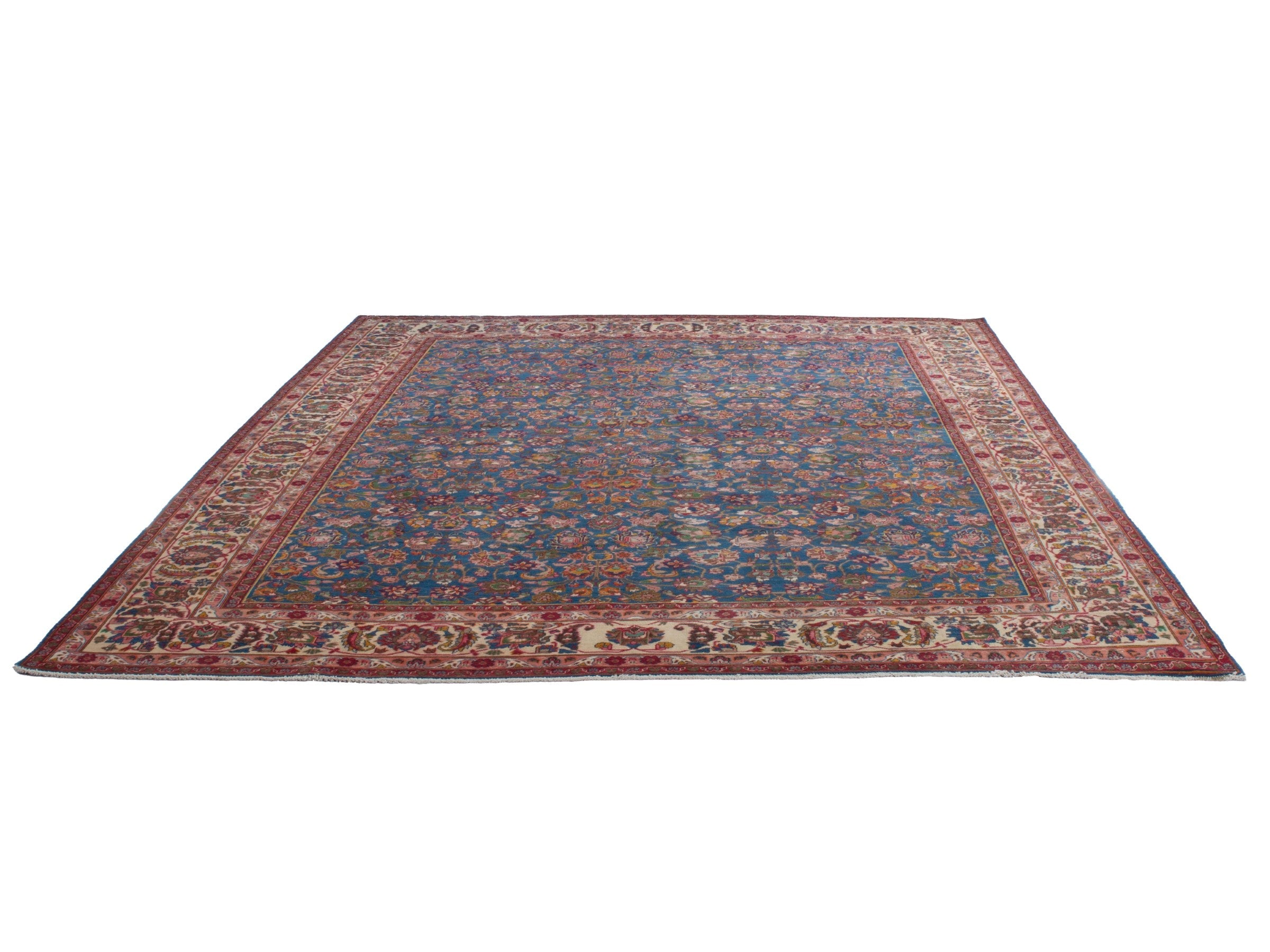 Persian Kashmar oversized rug in navy and rust, view 3 of 22