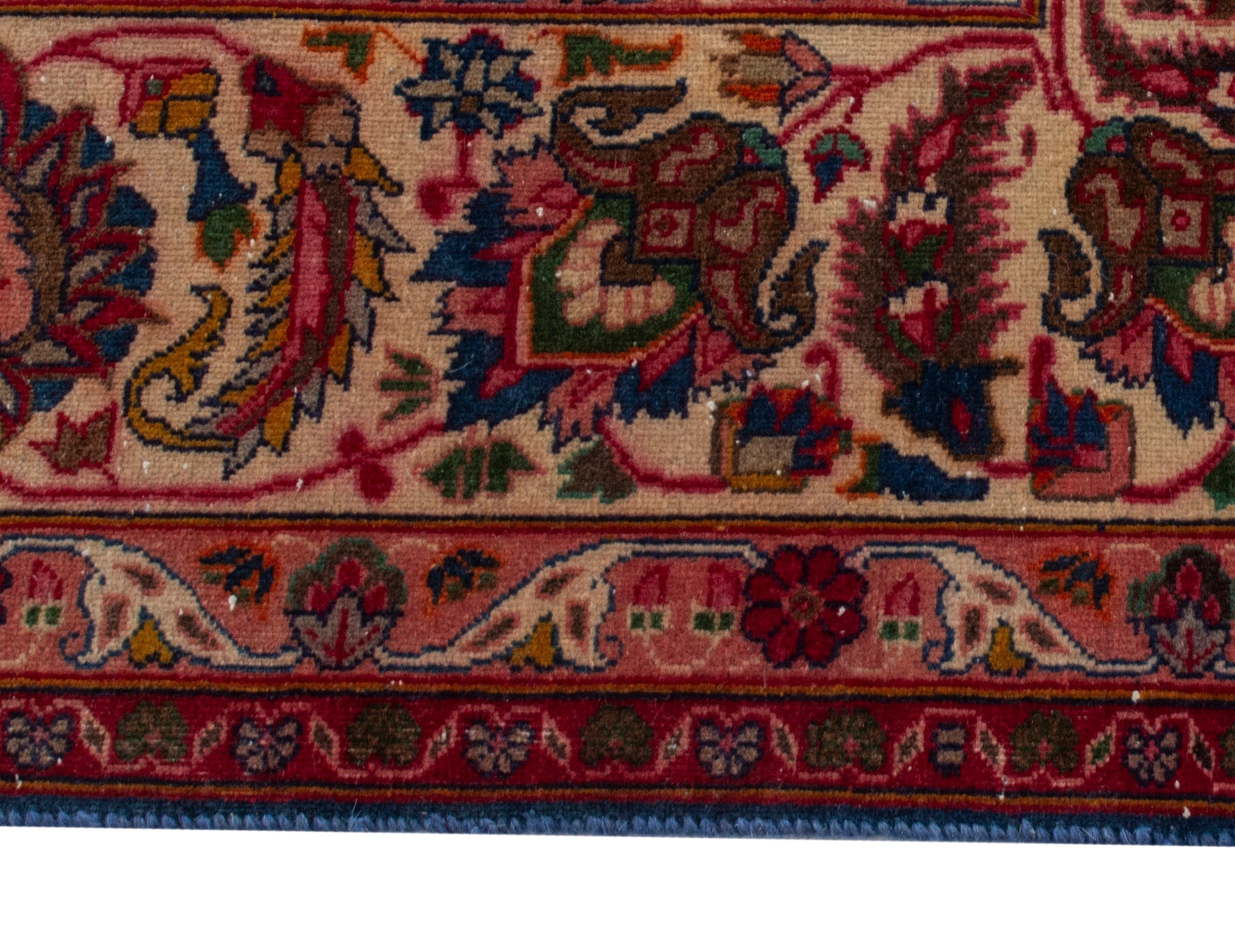 Persian Kashmar oversized rug in navy and rust, view 10 of 22