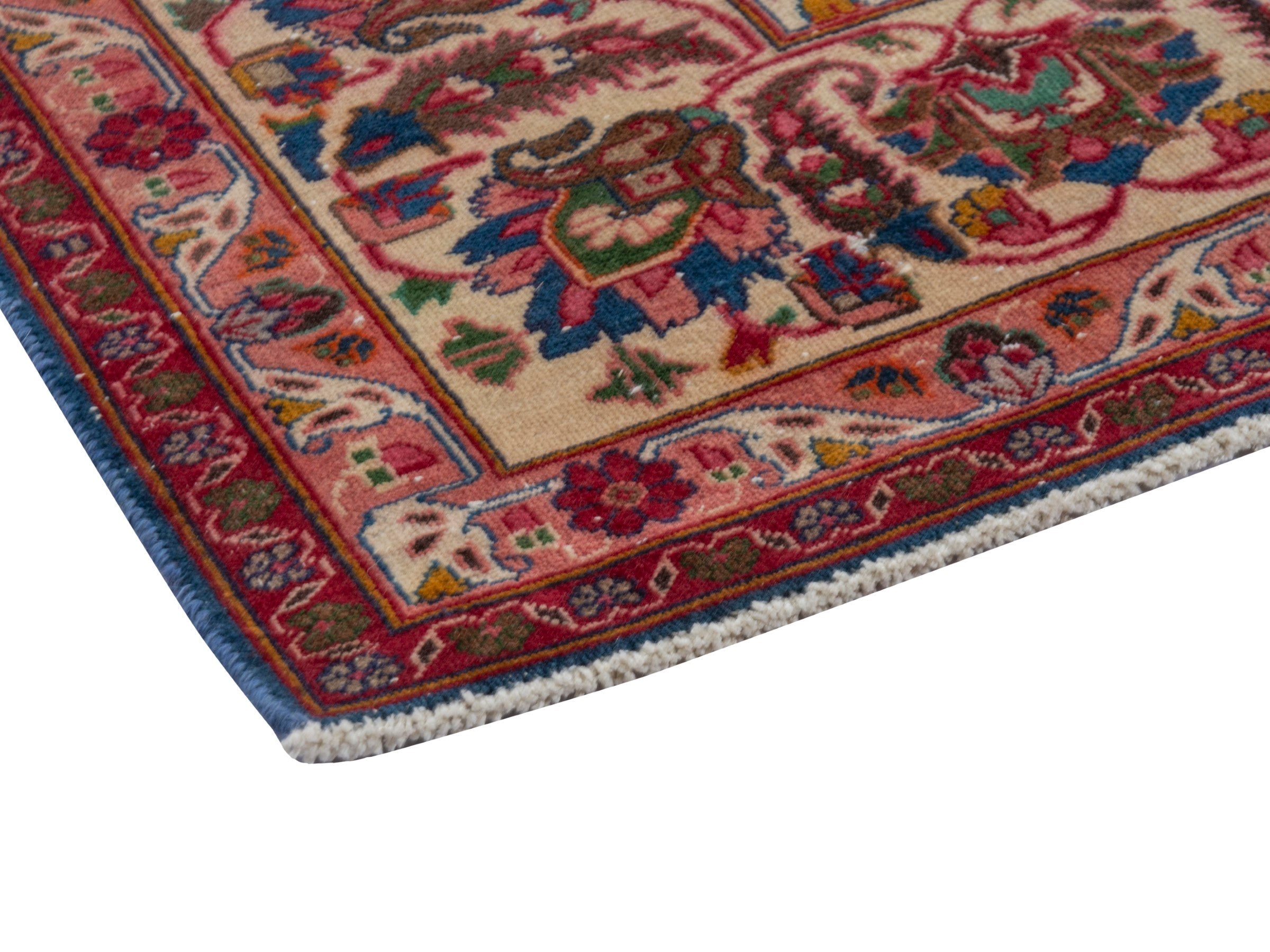 Persian Kashmar oversized rug in navy and rust, view 5 of 22