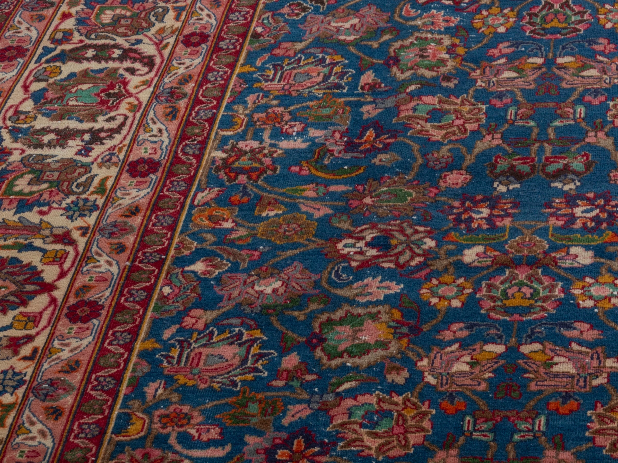 Persian Kashmar oversized rug in navy and rust, view 9 of 22