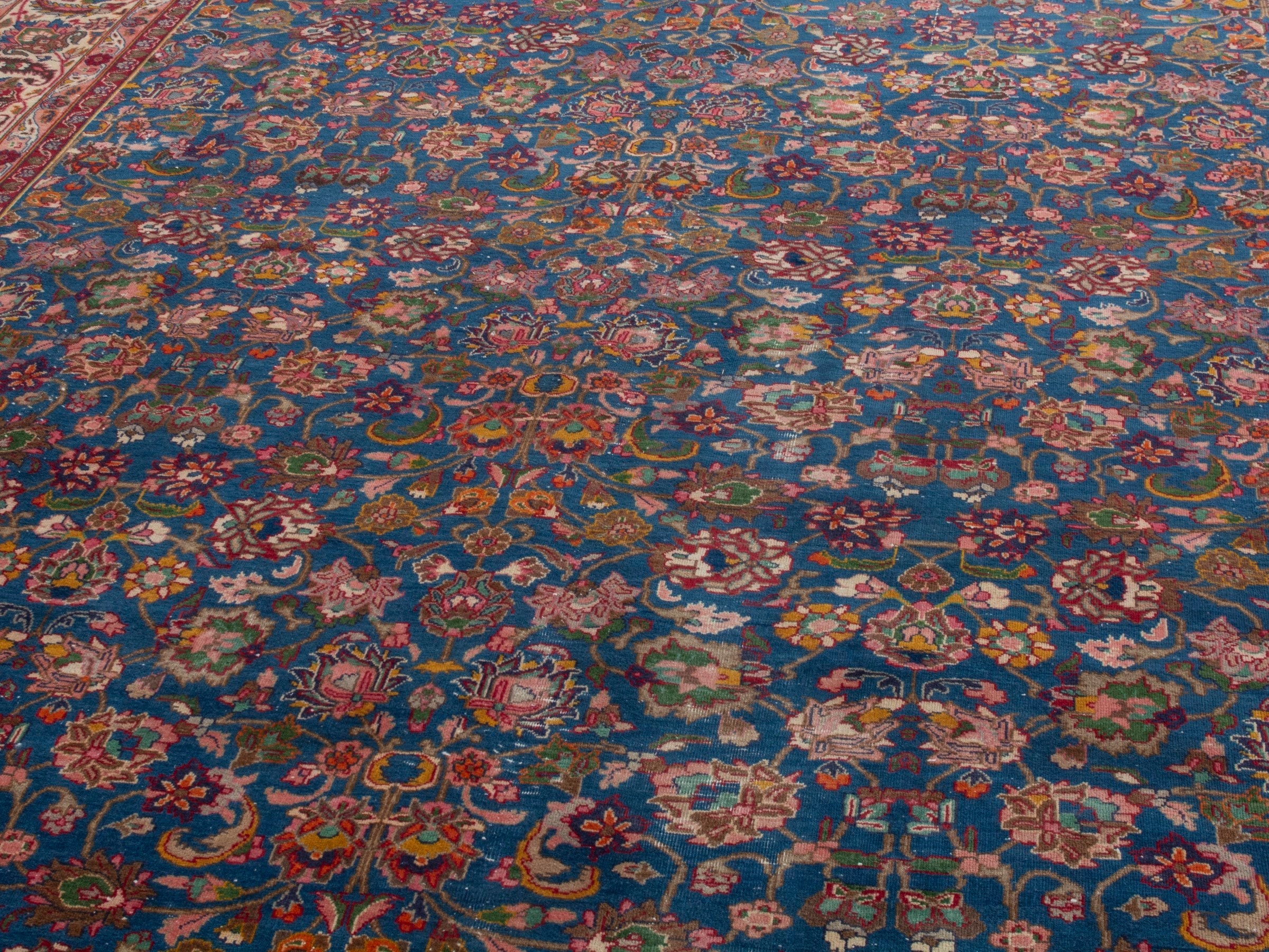 Persian Kashmar oversized rug in navy and rust, view 7 of 22