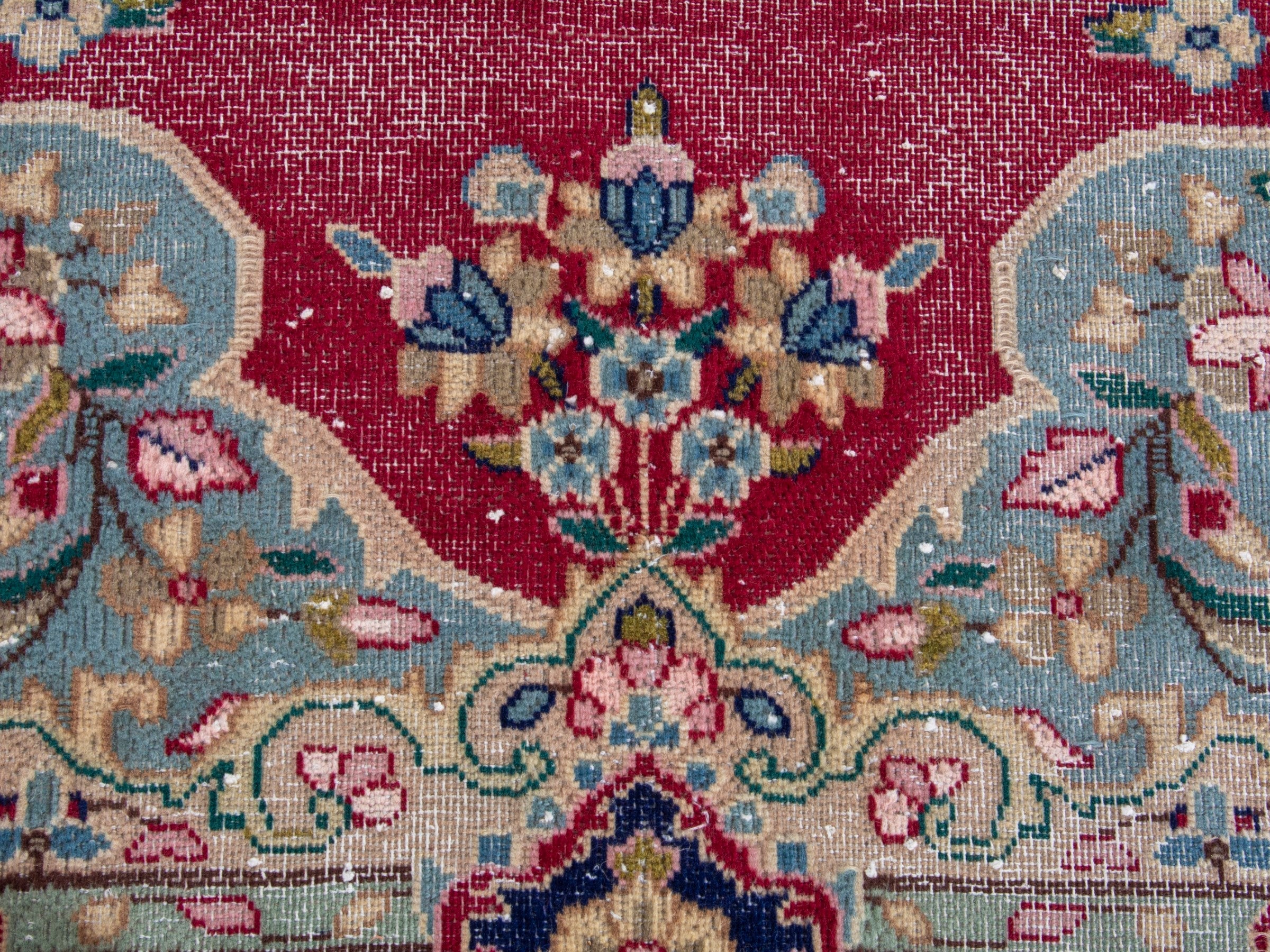 Persian Kerman oversized rug in rose and navy, view 12 of 19
