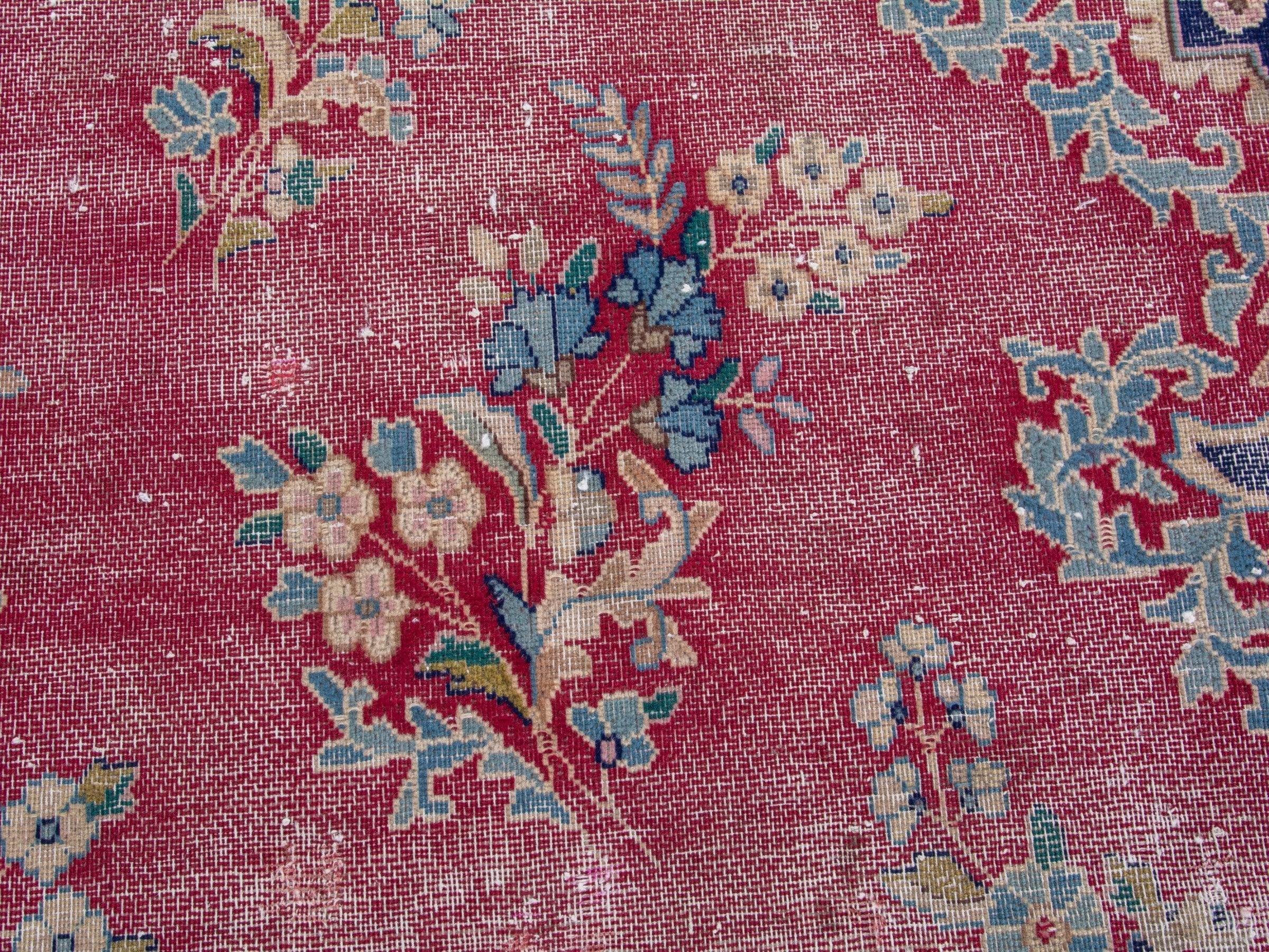 Persian Kerman oversized rug in rose and navy, view 13 of 19