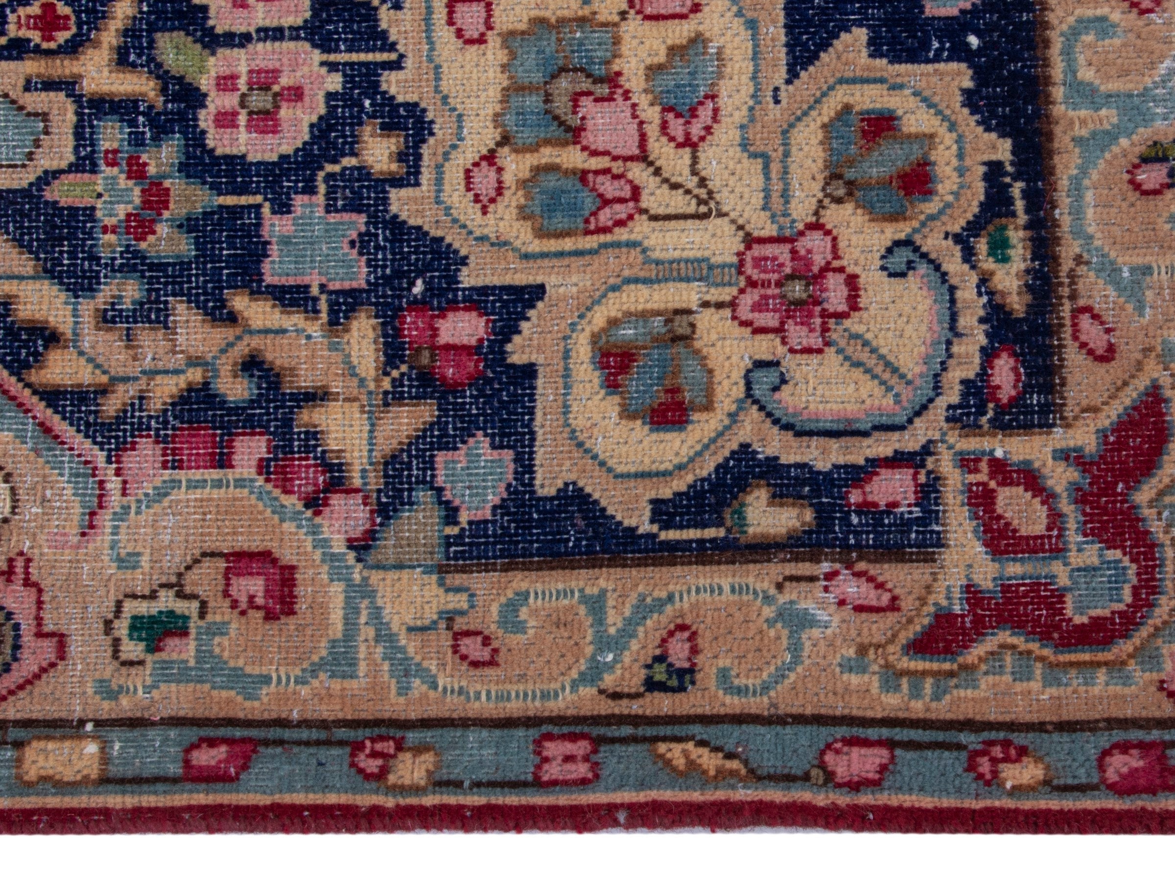 Persian Kerman oversized rug in rose and navy, view 10 of 19