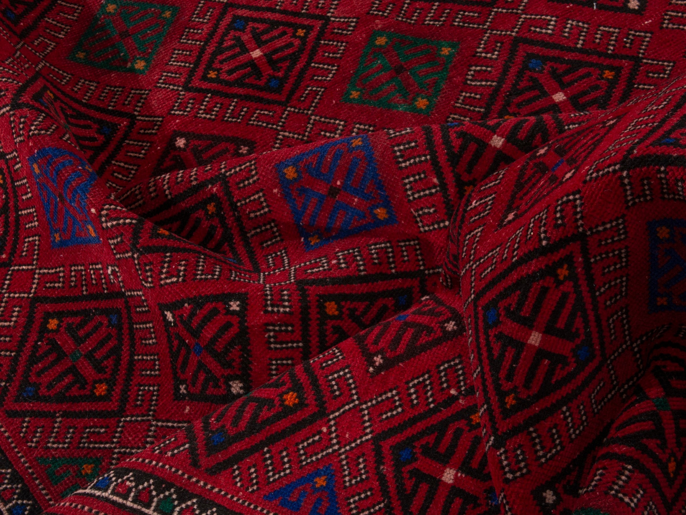 Persian Ghoochan area rug in burgundy and deep red, view 16 of 21
