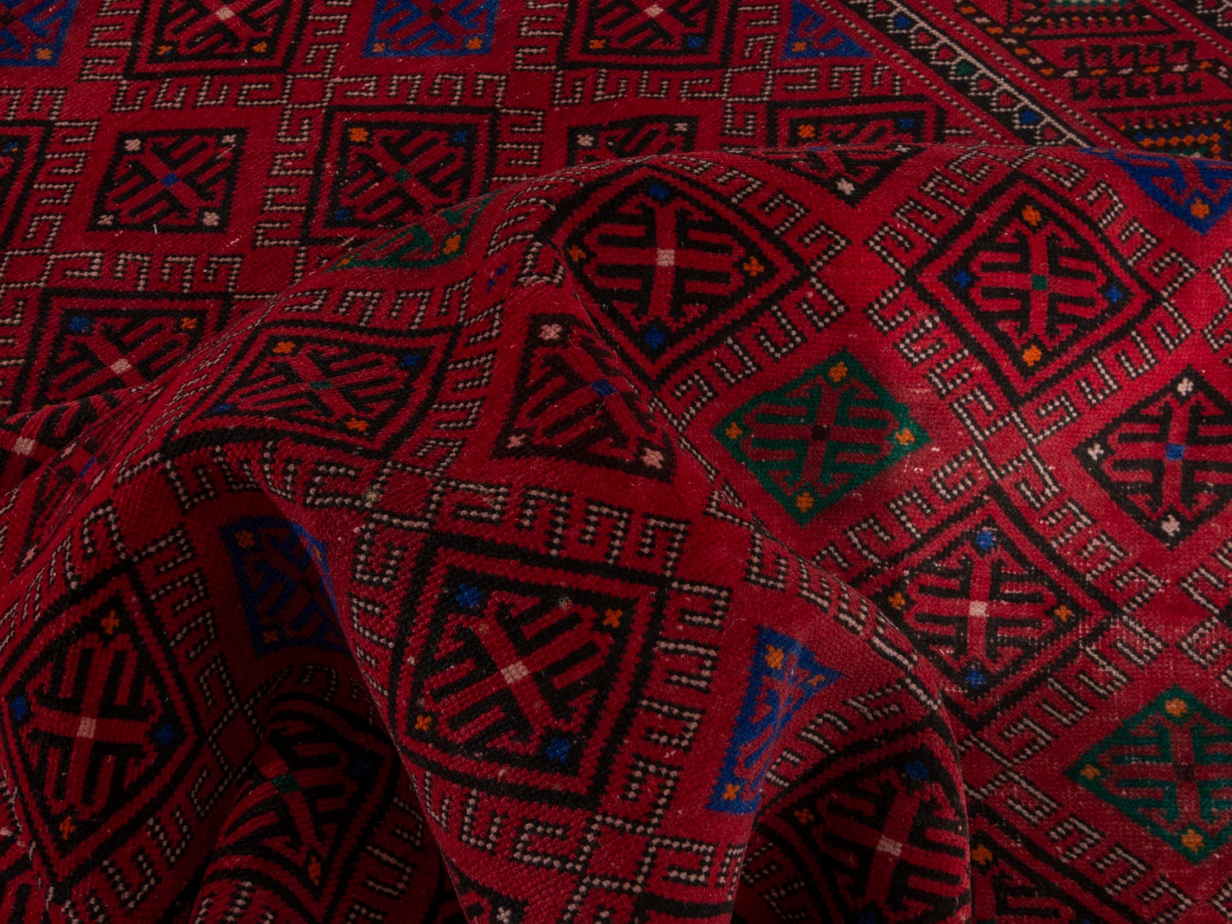 Persian Ghoochan area rug in burgundy and deep red, view 17 of 21