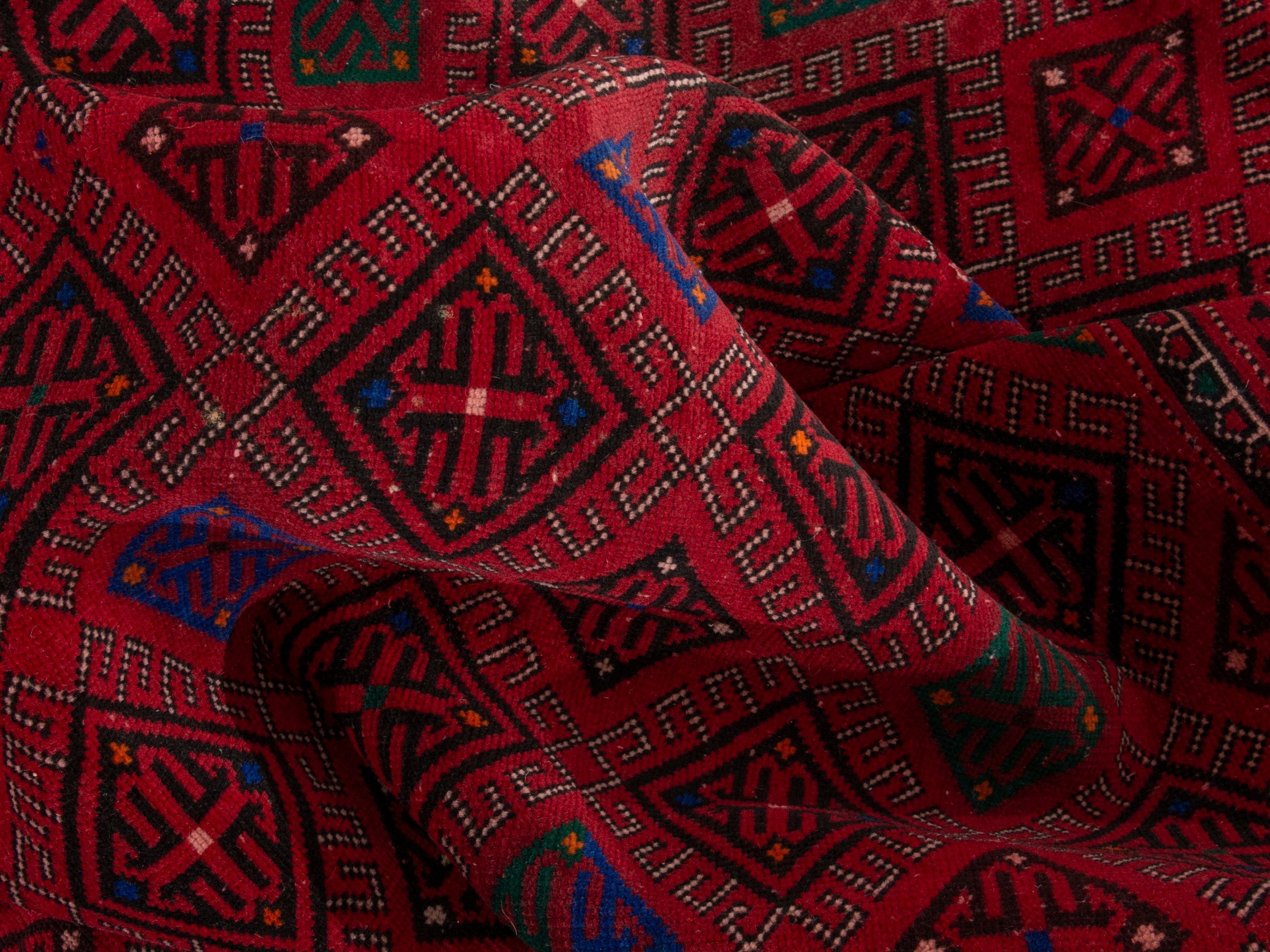 Persian Ghoochan area rug in burgundy and deep red, view 18 of 21