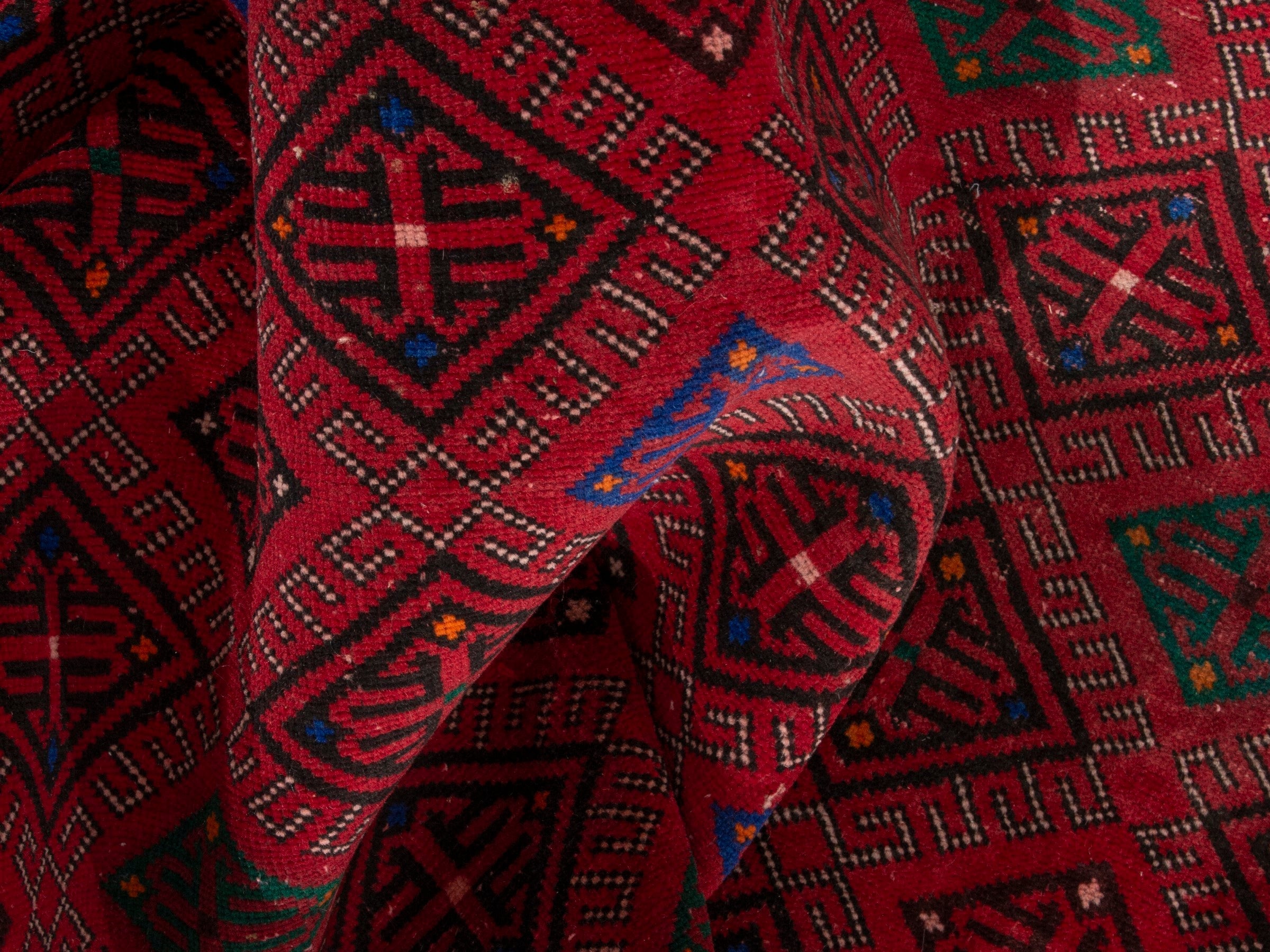 Persian Ghoochan area rug in burgundy and deep red, view 19 of 21