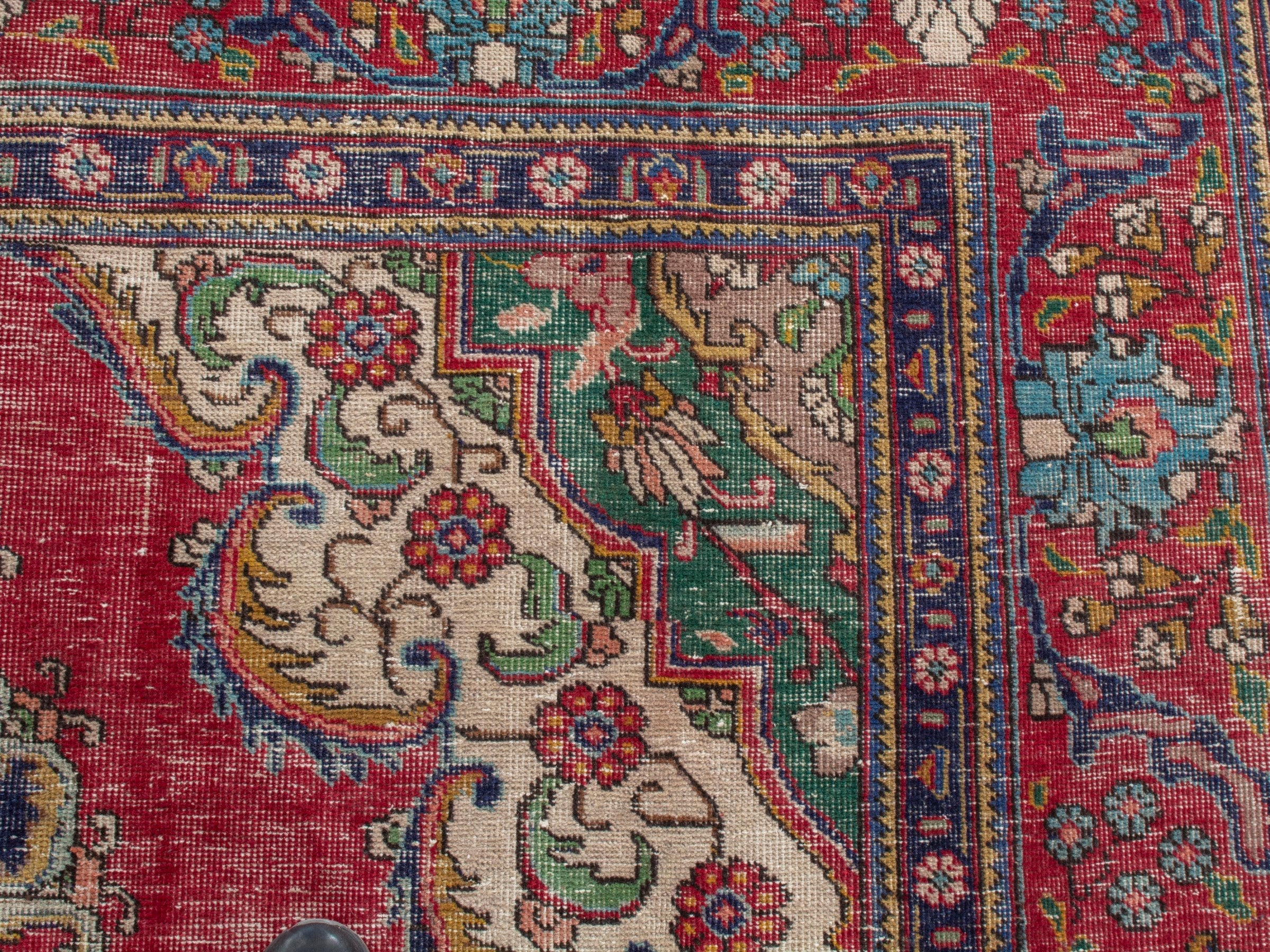 Persian Tabriz oversized rug in faded red and cream, view 14 of 20