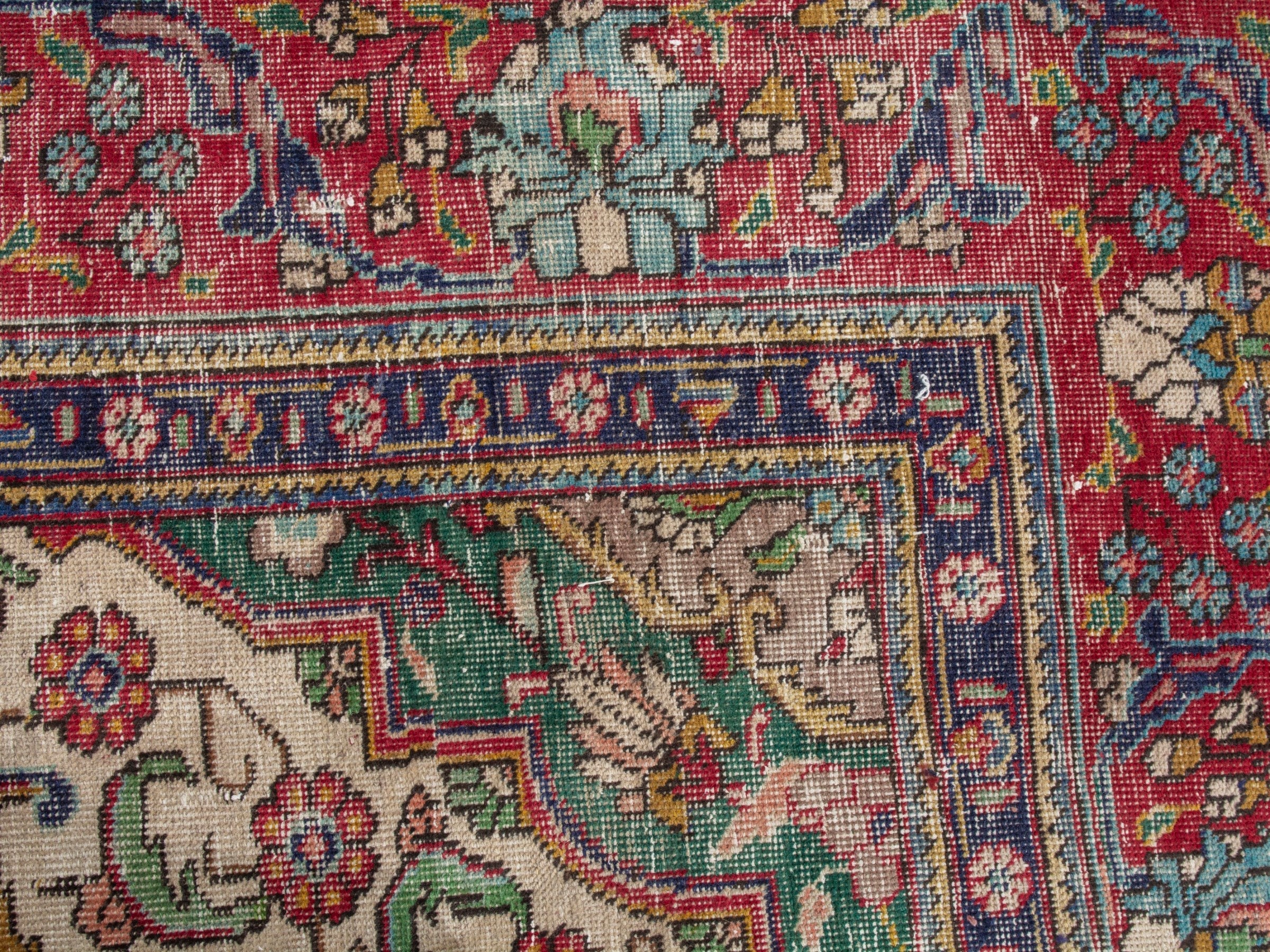 Persian Tabriz oversized rug in faded red and cream, view 15 of 20