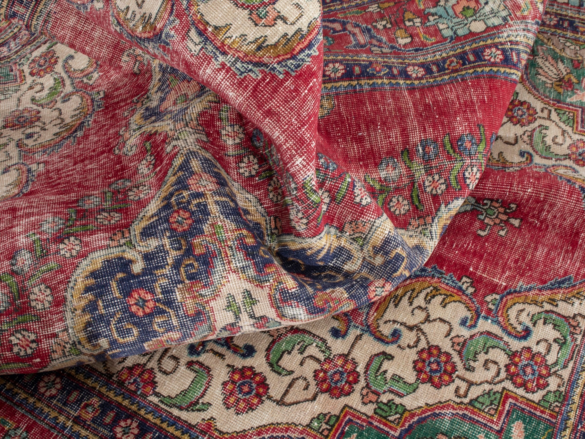 Persian Tabriz oversized rug in faded red and cream, view 16 of 20