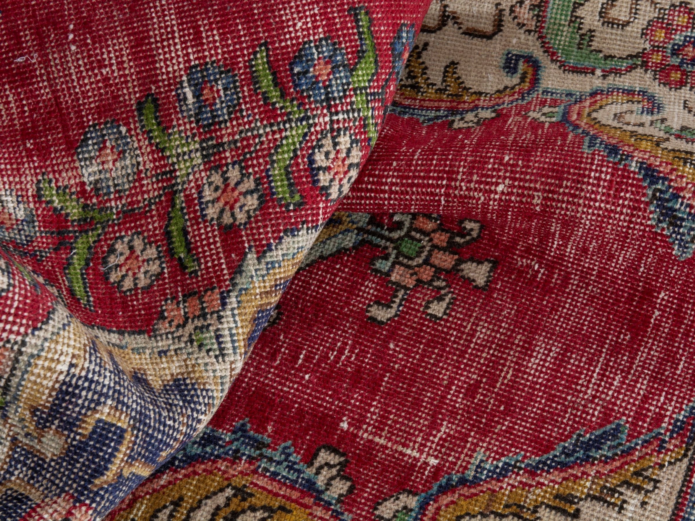 Persian Tabriz oversized rug in faded red and cream, view 17 of 20