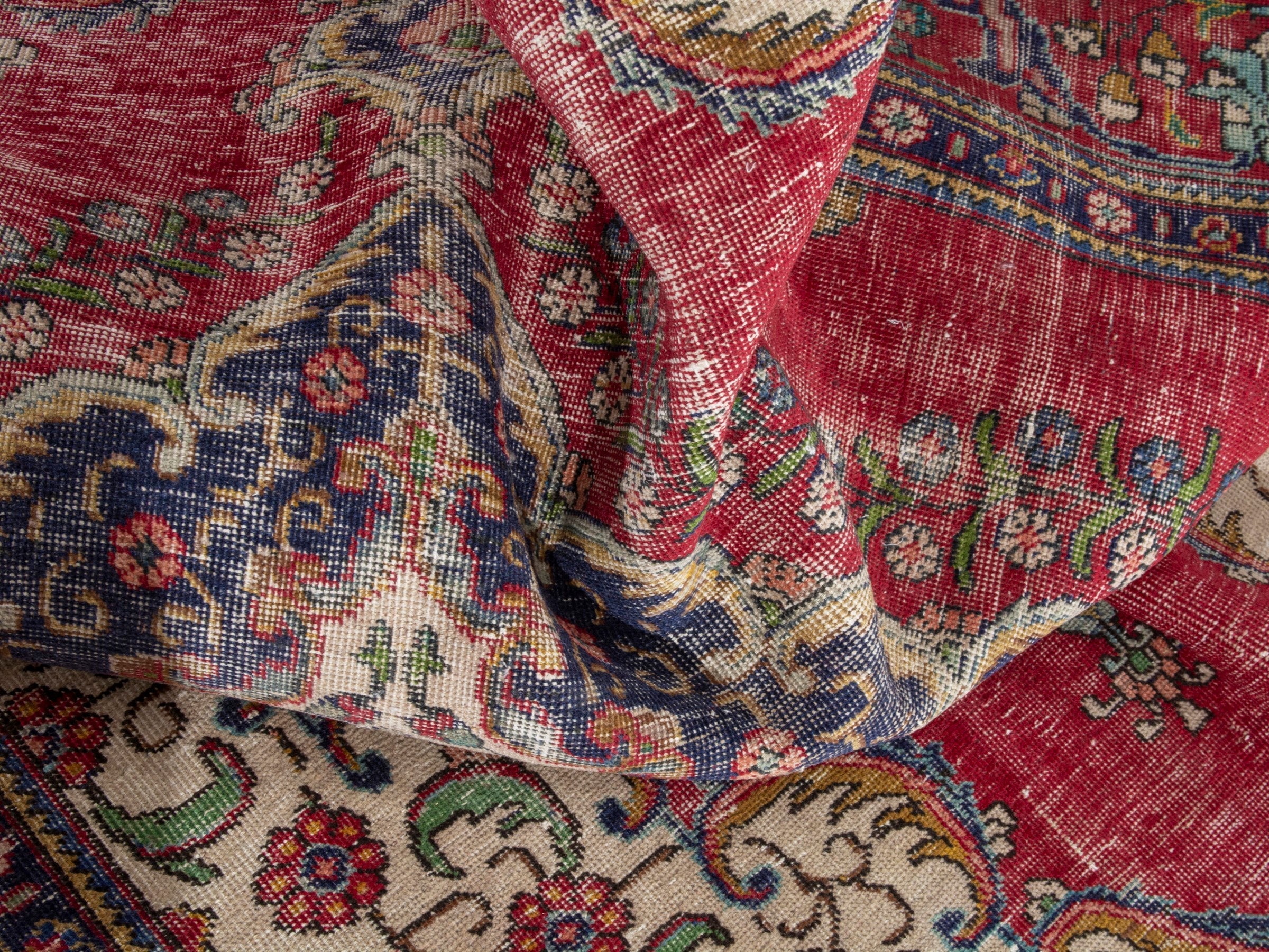 Persian Tabriz oversized rug in faded red and cream, view 18 of 20