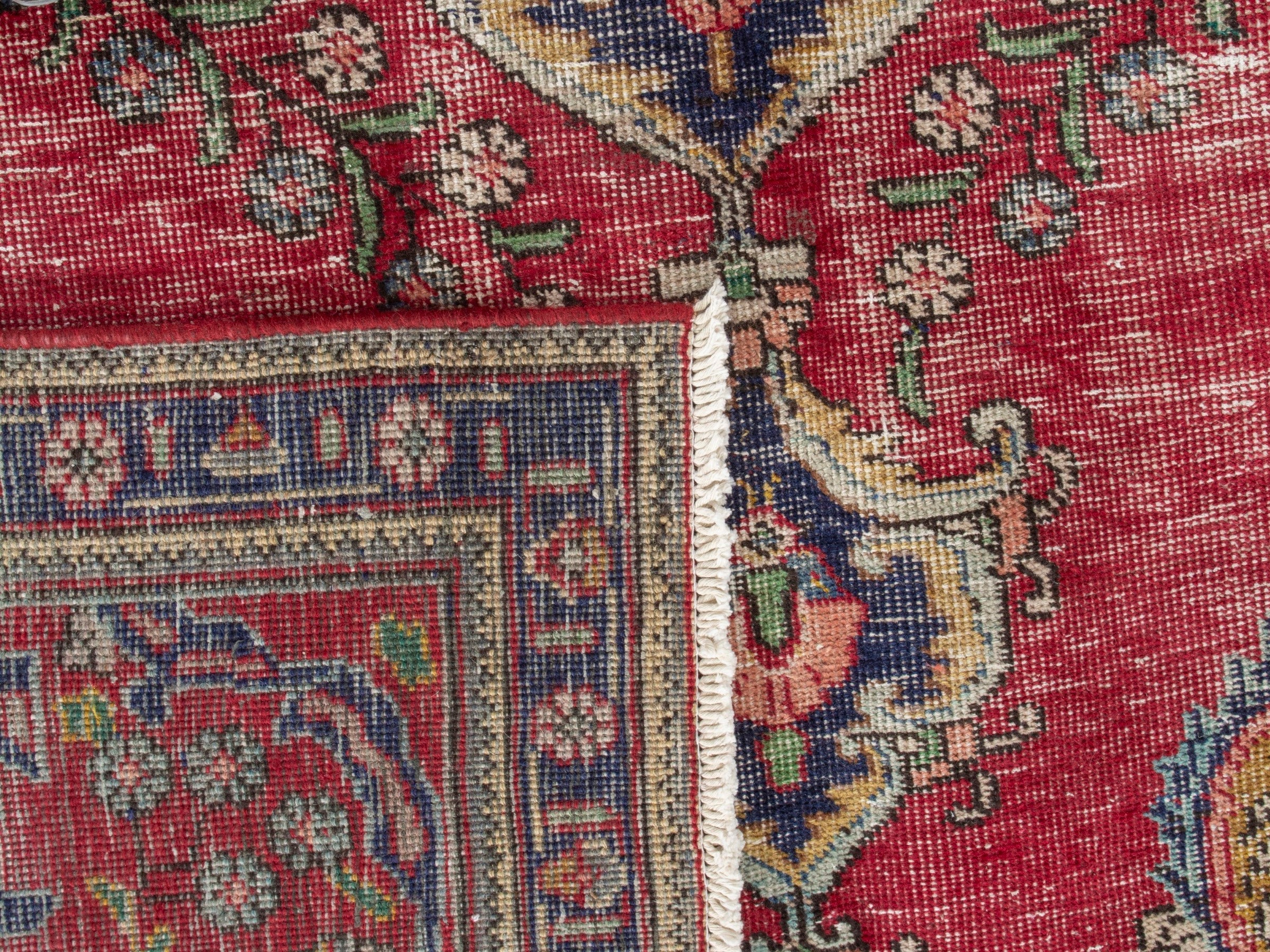 Persian Tabriz oversized rug in faded red and cream, view 20 of 20