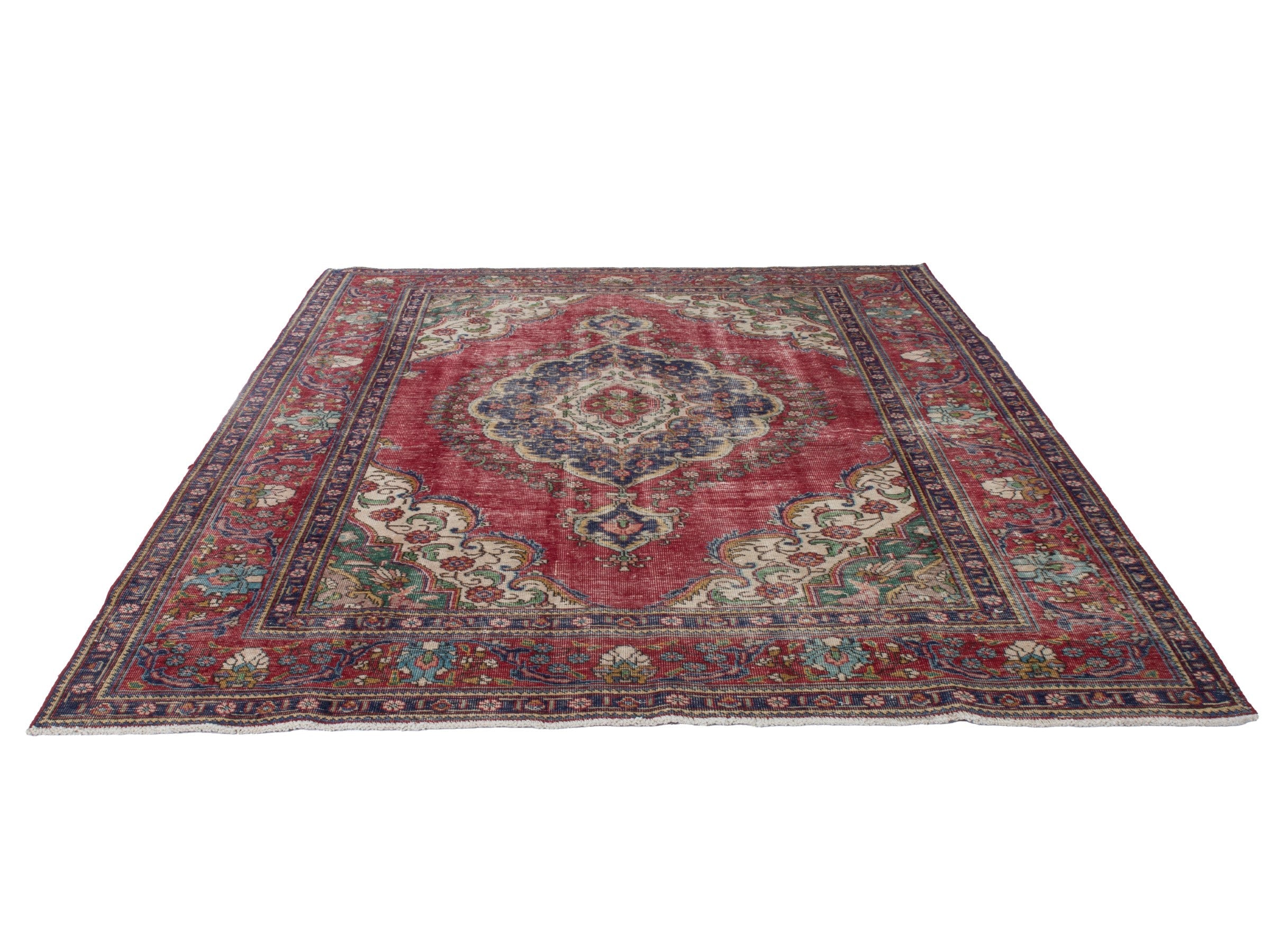 Persian Tabriz oversized rug in faded red and cream, view 2 of 20