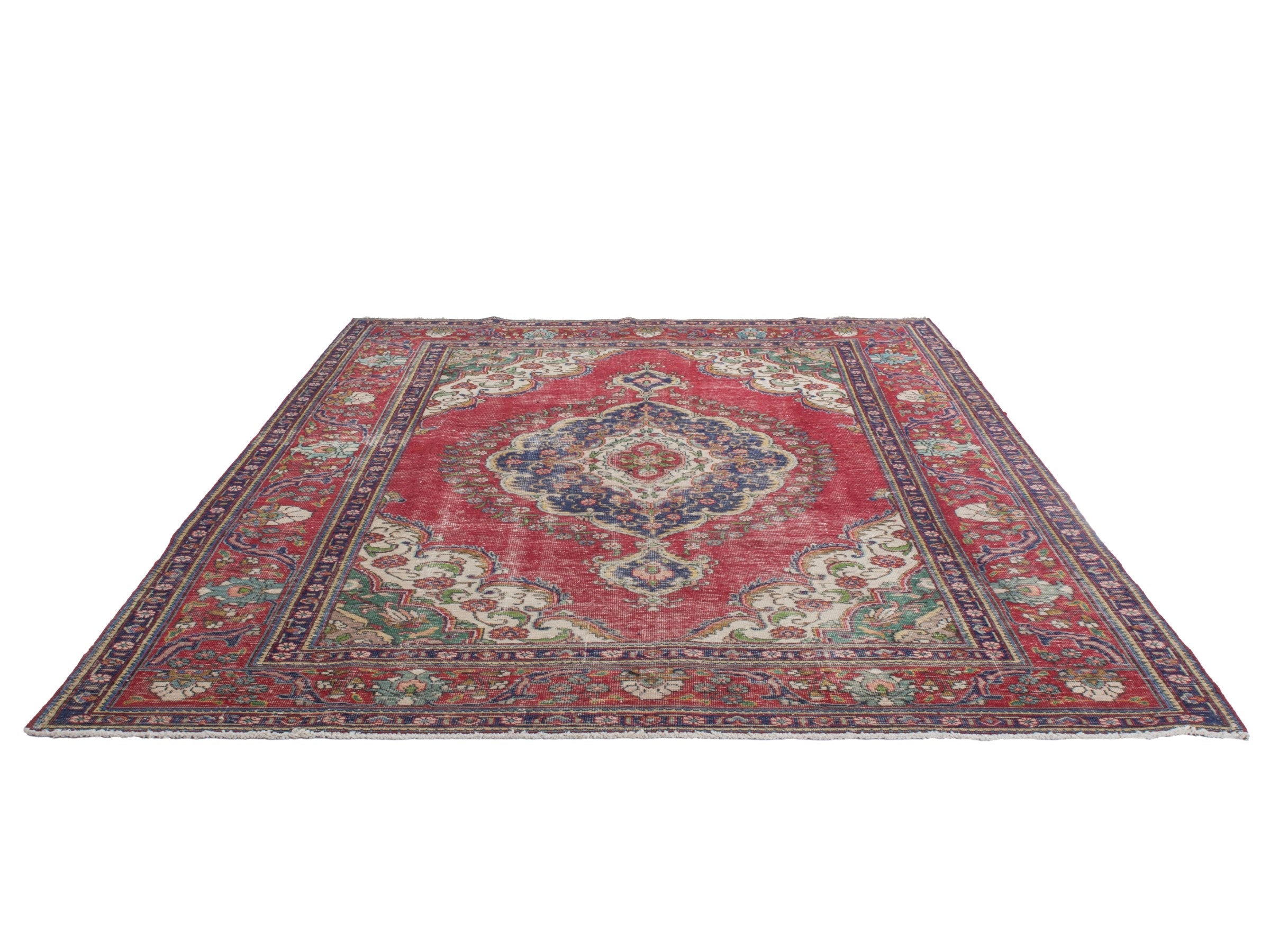 Persian Tabriz oversized rug in faded red and cream, view 3 of 20