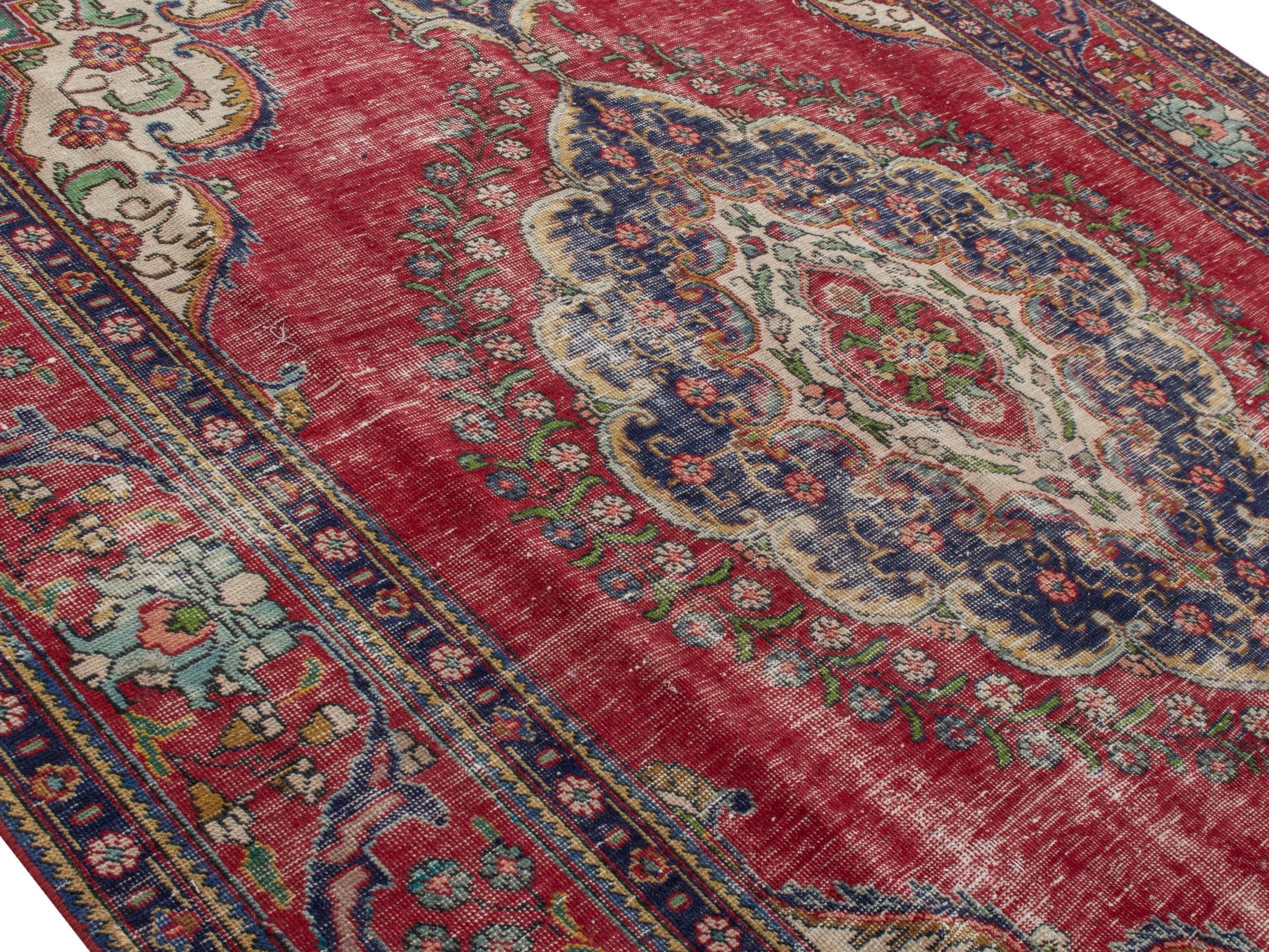 Persian Tabriz oversized rug in faded red and cream, view 4 of 20