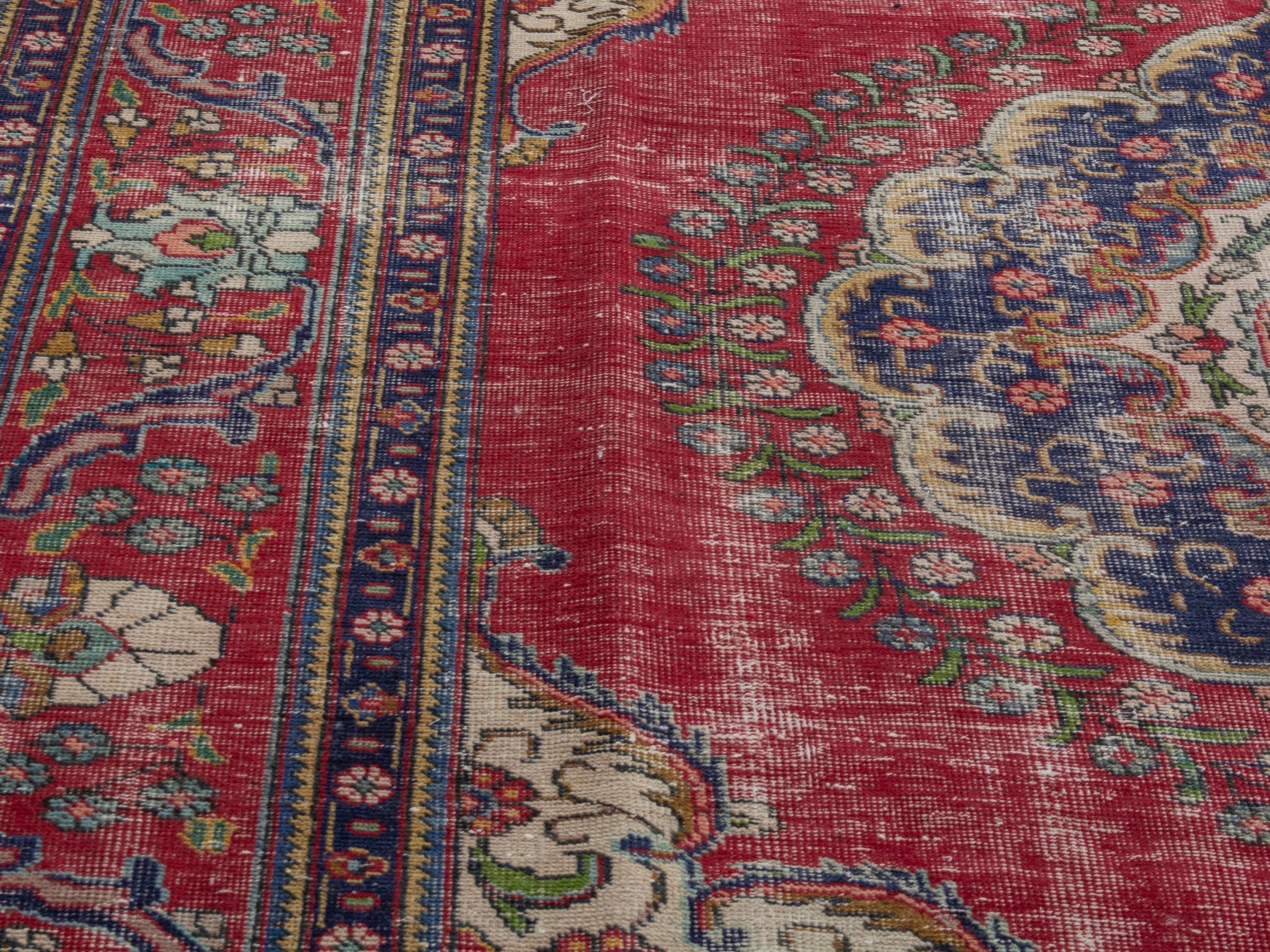 Persian Tabriz oversized rug in faded red and cream, view 9 of 20
