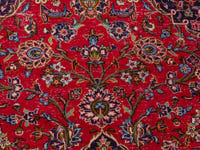 Persian Kashan oversized rug in deep red and navy, view 13 of 20