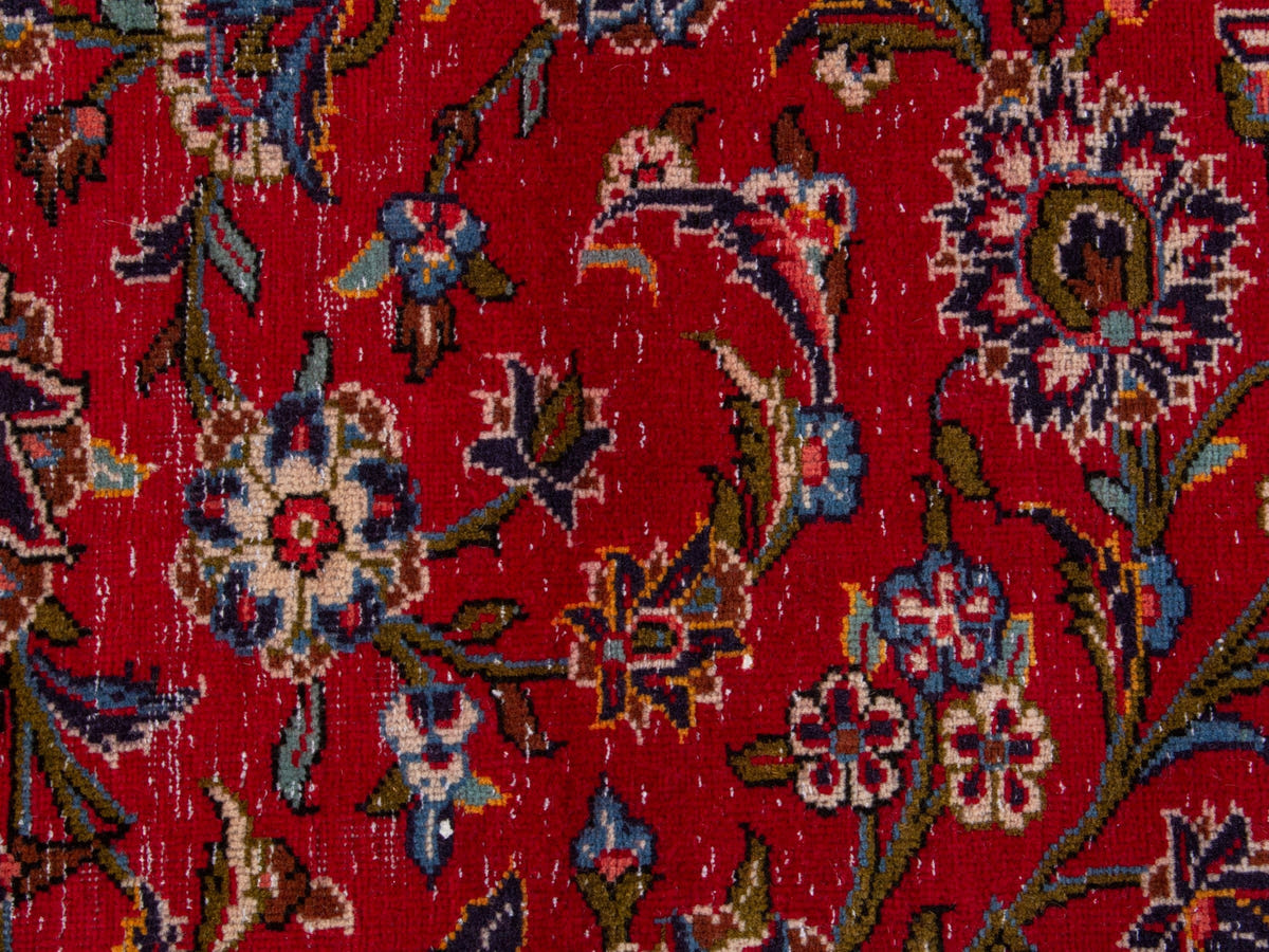 Persian Kashan oversized rug in deep red and navy, view 14 of 20
