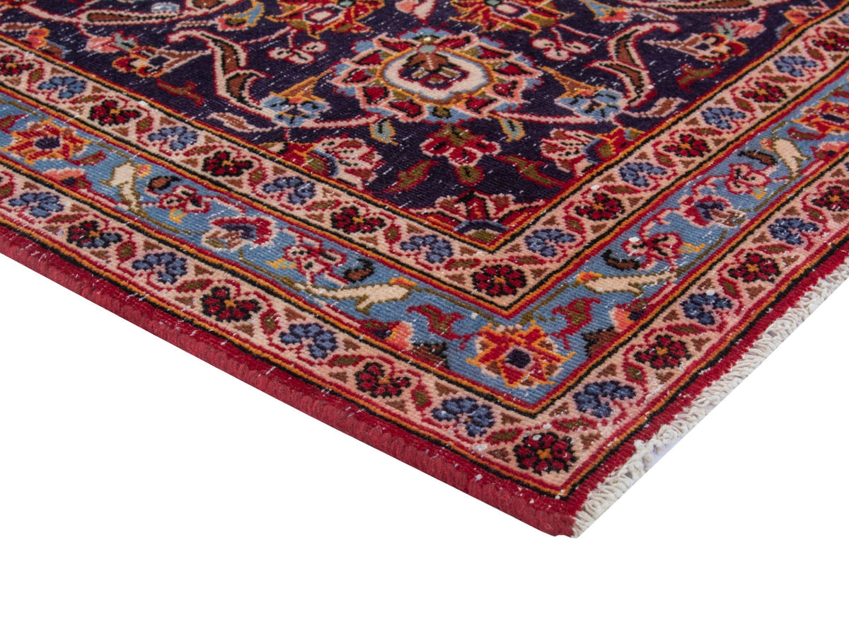 Persian Kashan oversized rug in deep red and navy, view 7 of 20